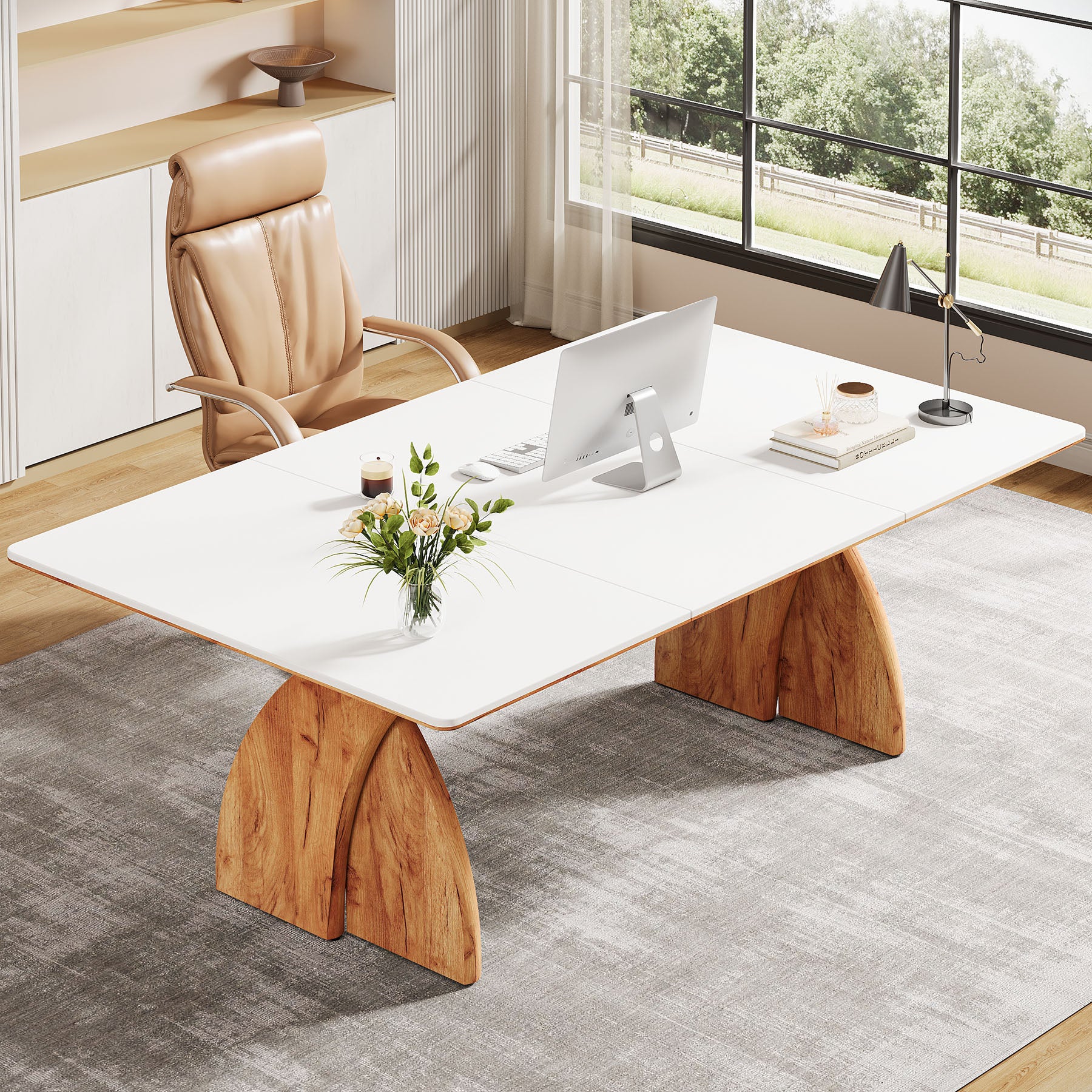 63" Executive Desk, Modern Computer Desk with Heavy Duty Legs - Image 4