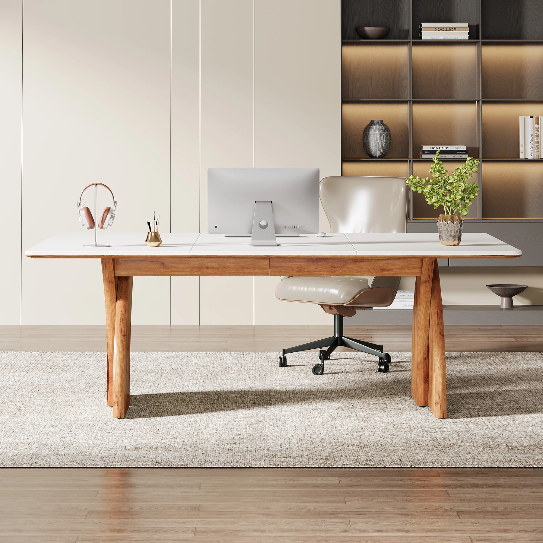 63" Executive Desk, Modern Computer Desk with Heavy Duty Legs - Image 5