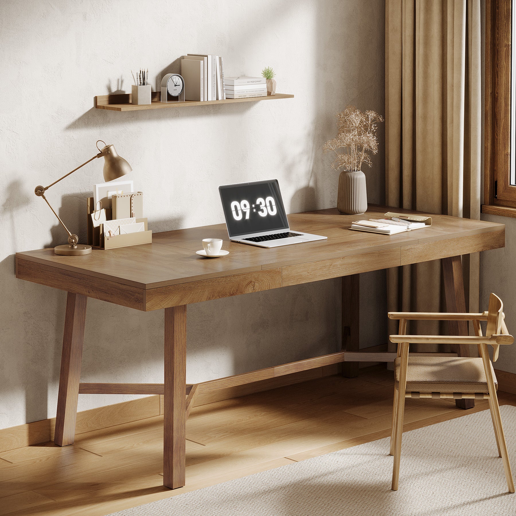 71" Executive Desk, Farmhouse Office Computer Desk with Sturdy Leg - Image 5