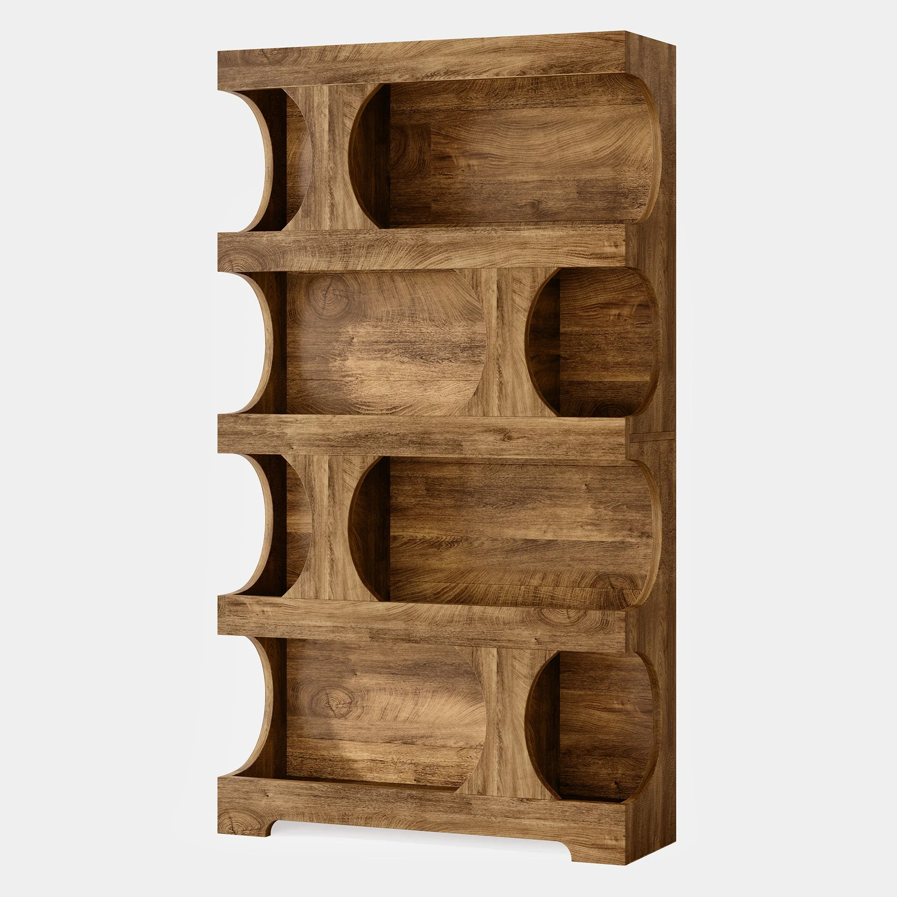 71" Bookshelf, 4-Tier S-Shaped Bookcase Freestanding Display Shelves - Image 10