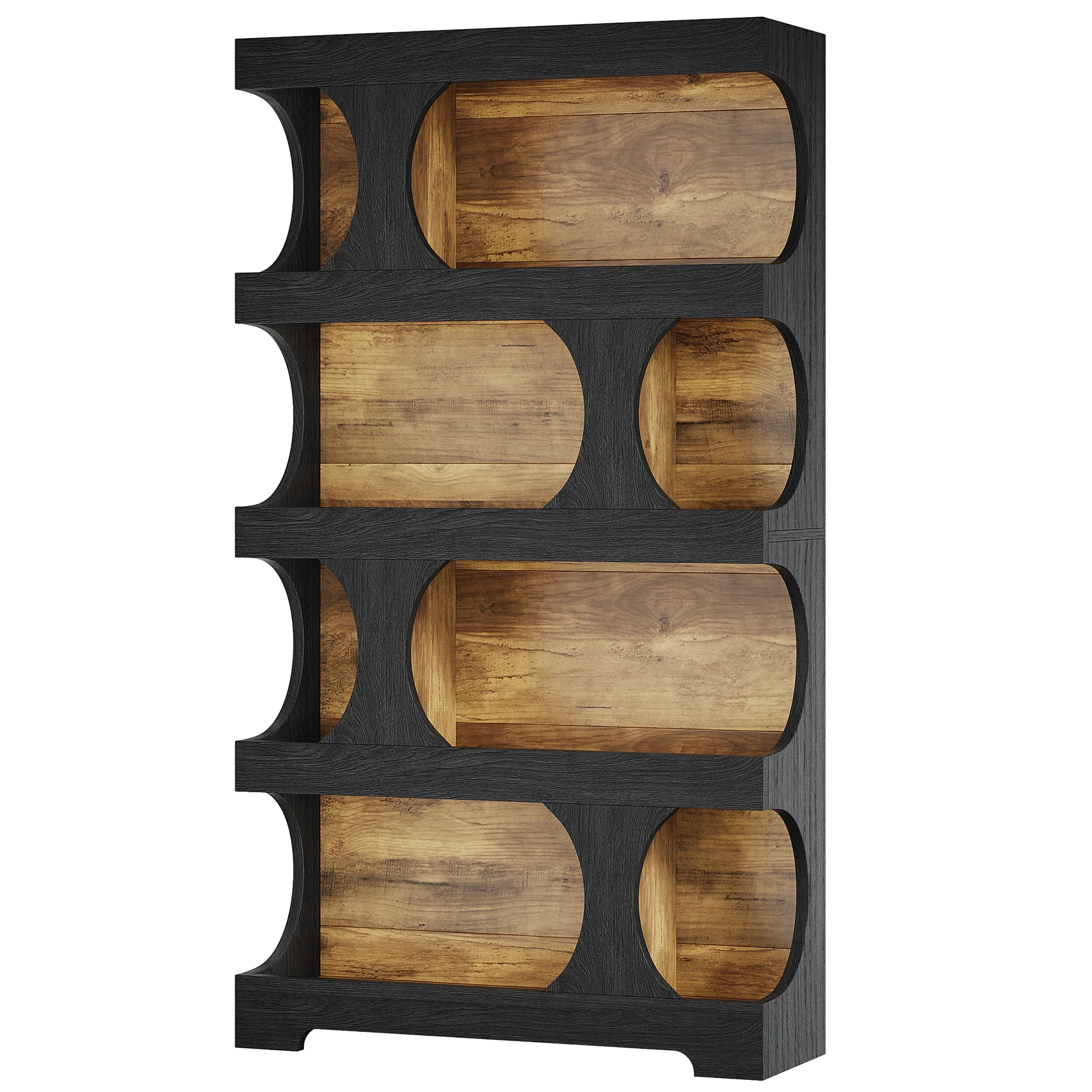 71" Bookshelf, 4-Tier S-Shaped Bookcase Freestanding Display Shelves - Image 12