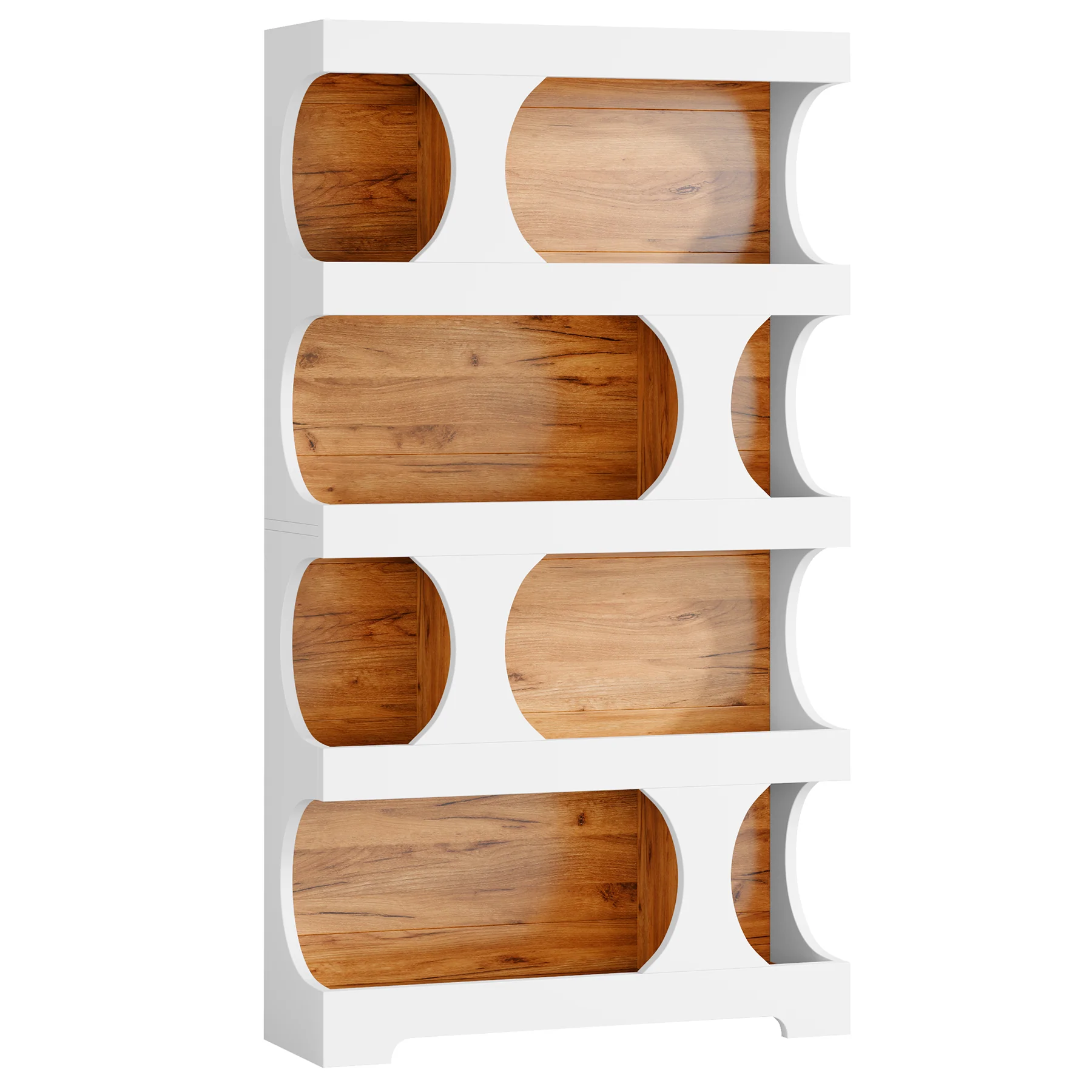 71" Bookshelf, 4-Tier S-Shaped Bookcase Freestanding Display Shelves - Image 14