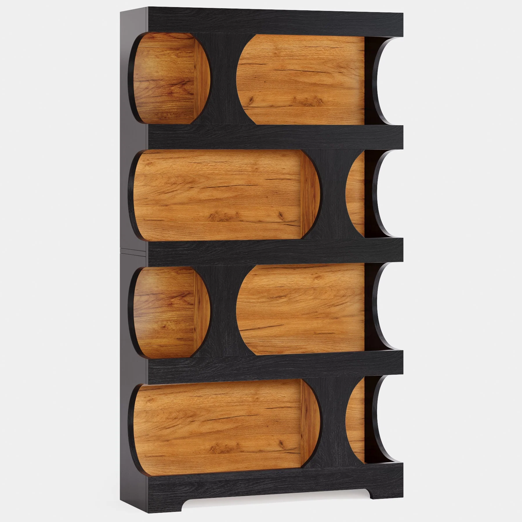 71" Bookshelf, 4-Tier S-Shaped Bookcase Freestanding Display Shelves - Image 15