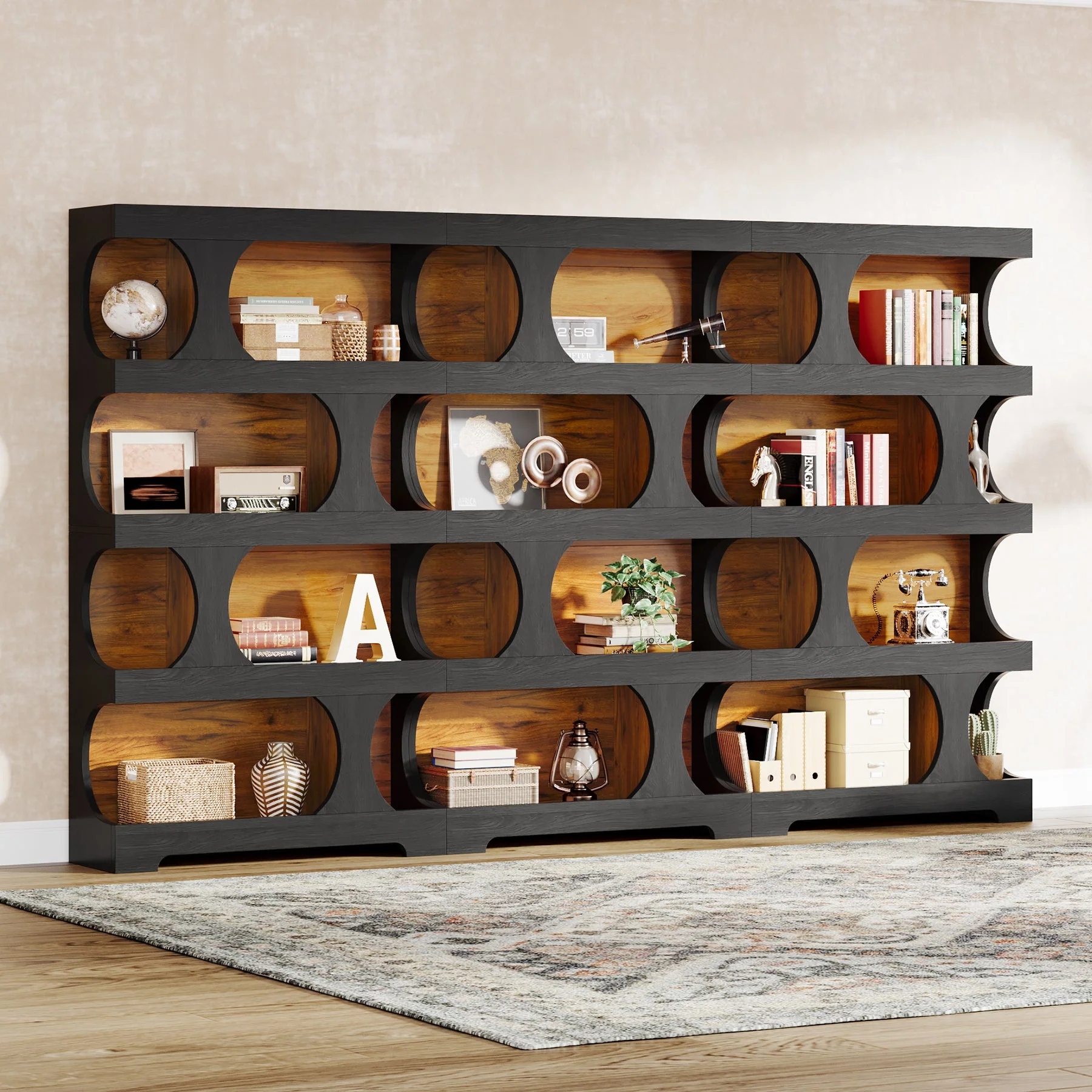 71" Bookshelf, 4-Tier S-Shaped Bookcase Freestanding Display Shelves - Image 6
