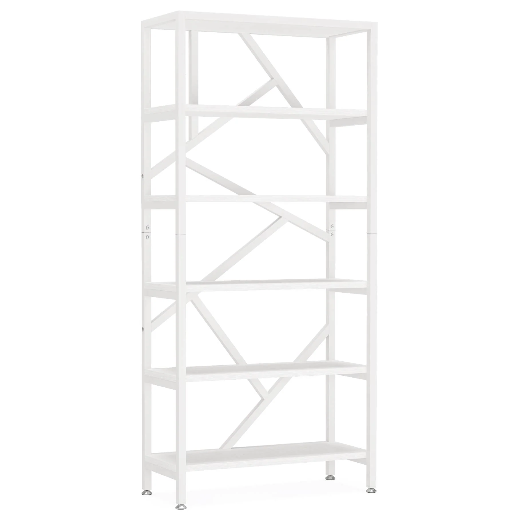 71" Bookshelf, Industrial Etagere Bookcase 6 Shelf Display Rack - Image 8