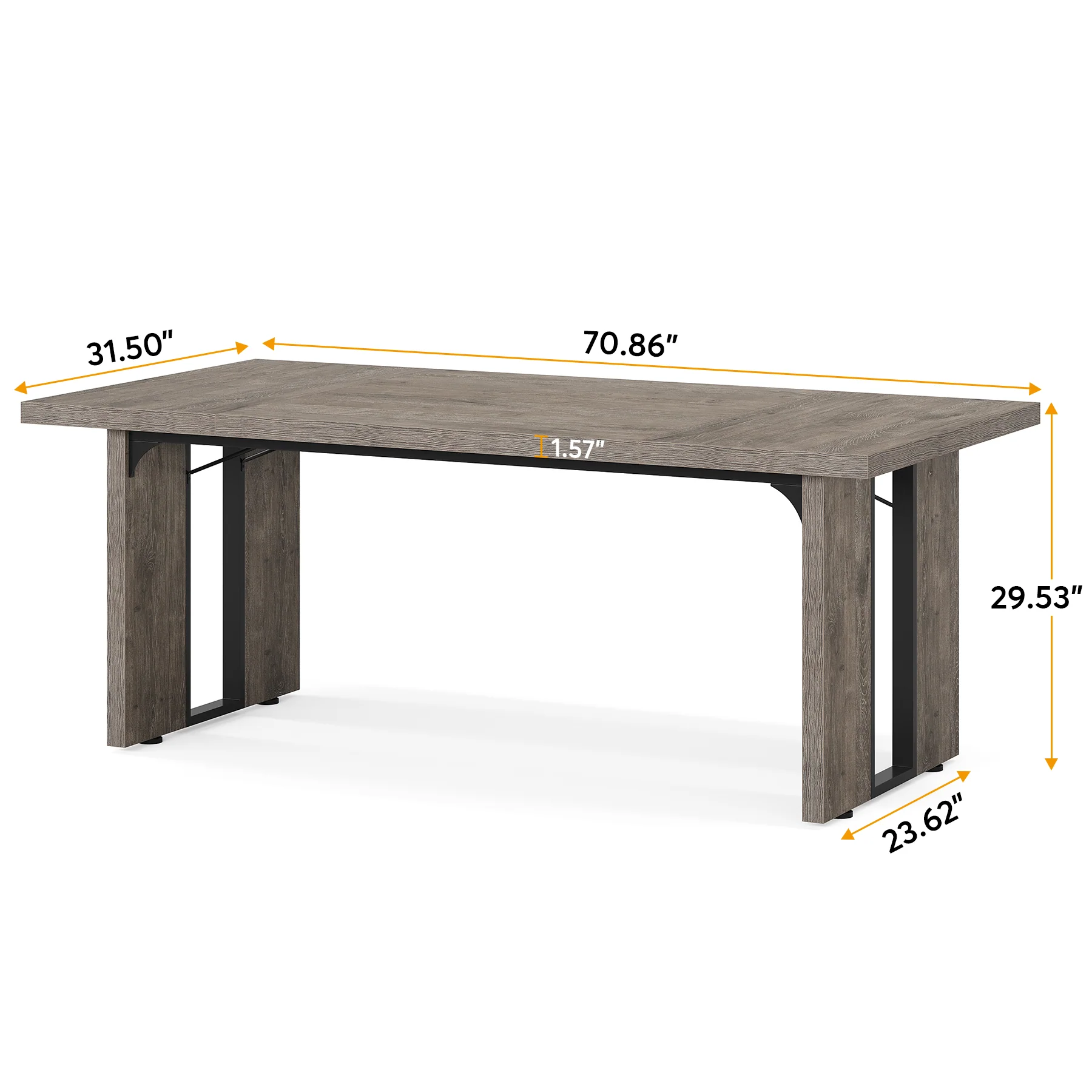 Rectangular Dining Table, 71" Farmhouse Breakfast Table for 6 to 8 People - Image 10