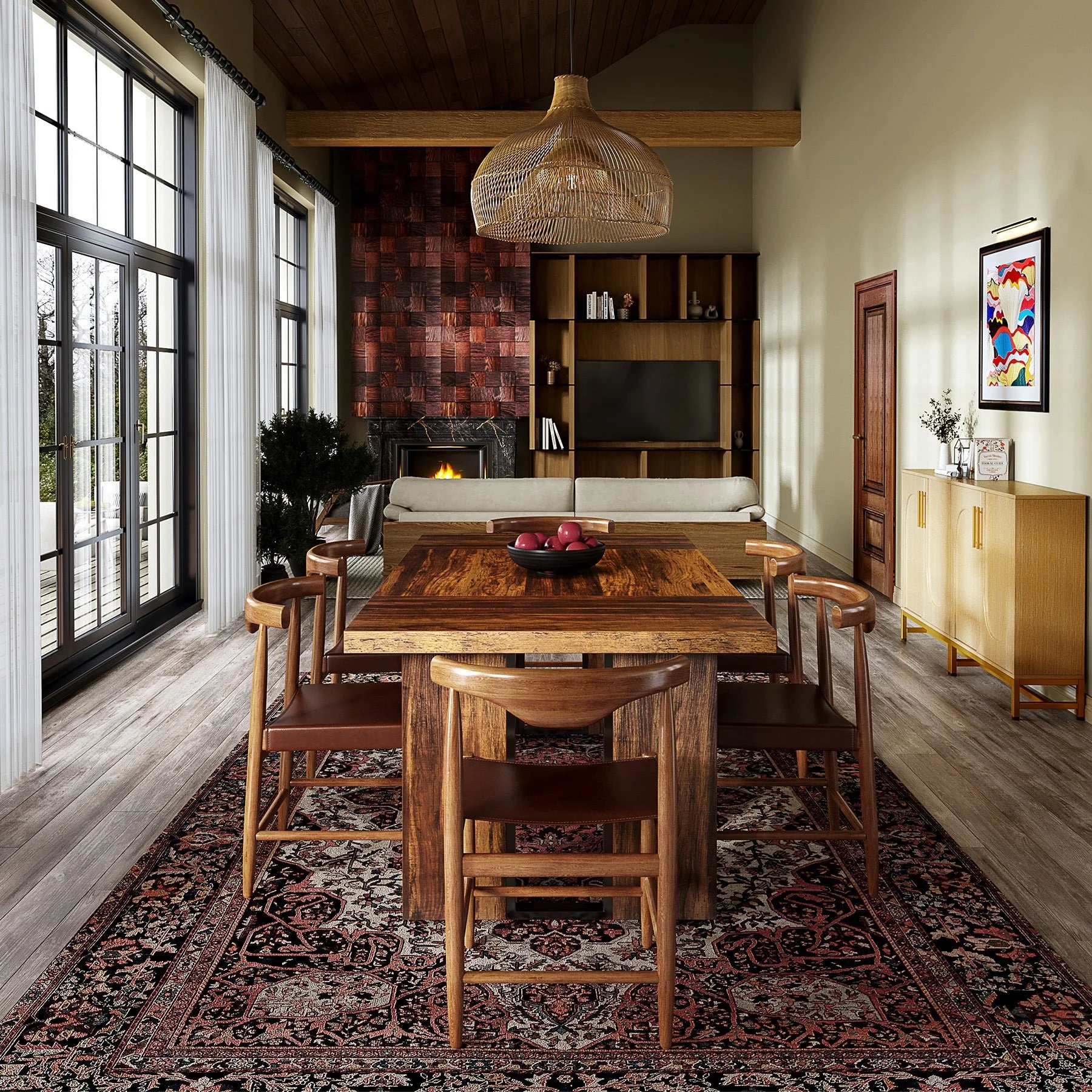 Rectangular Dining Table, 71" Farmhouse Breakfast Table for 6 to 8 People - Image 5