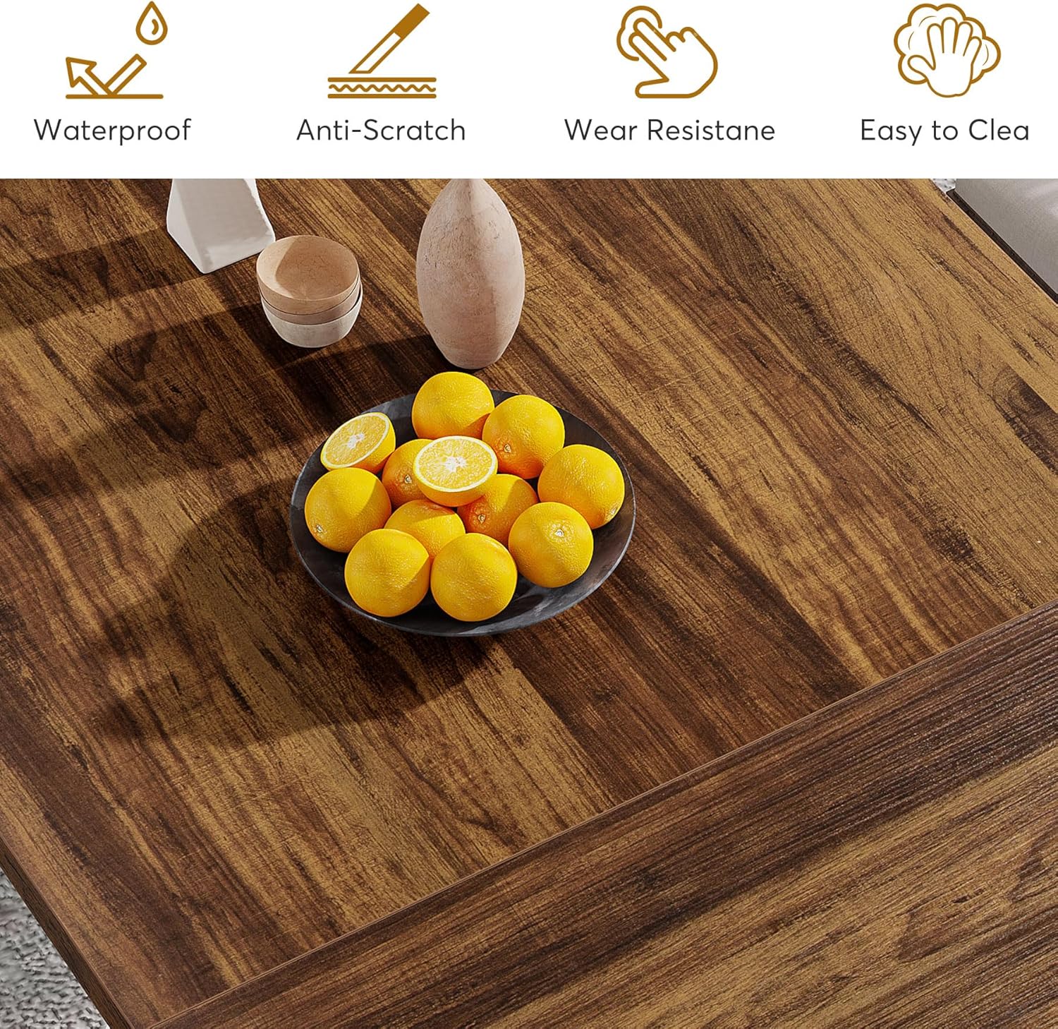 Rectangular Dining Table, 71" Farmhouse Breakfast Table for 6 to 8 People - Image 7