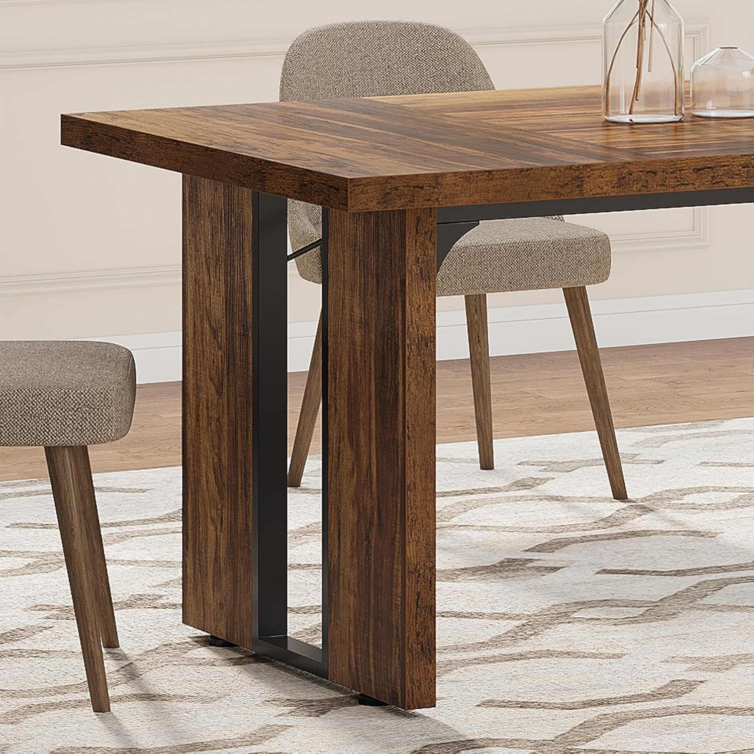 Rectangular Dining Table, 71" Farmhouse Breakfast Table for 6 to 8 People - Image 8