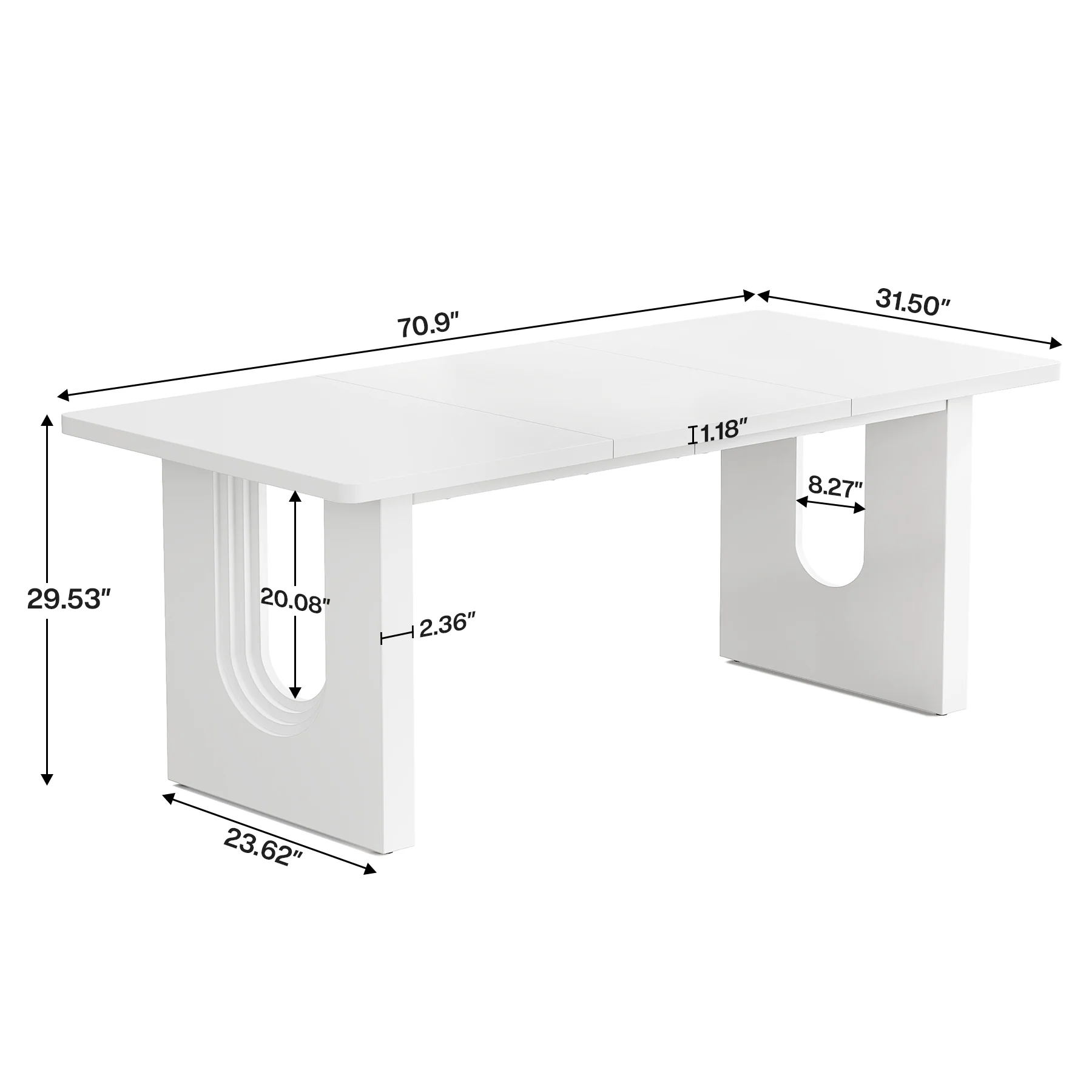 71" Dining Table for 6 to 8 People, Modern Wood Kitchen Dinner Table - Image 2
