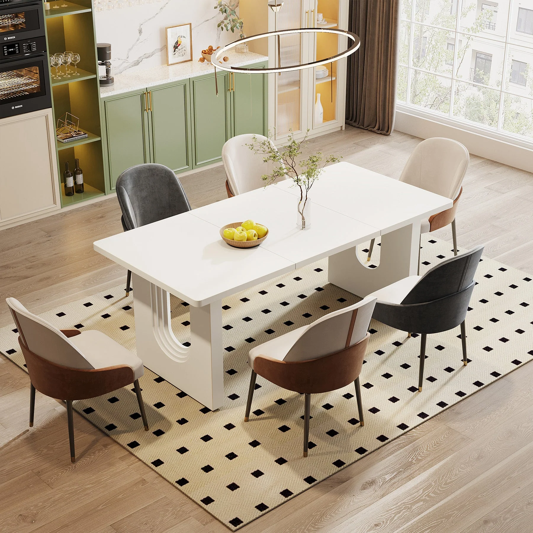 71" Dining Table for 6 to 8 People, Modern Wood Kitchen Dinner Table - Image 3