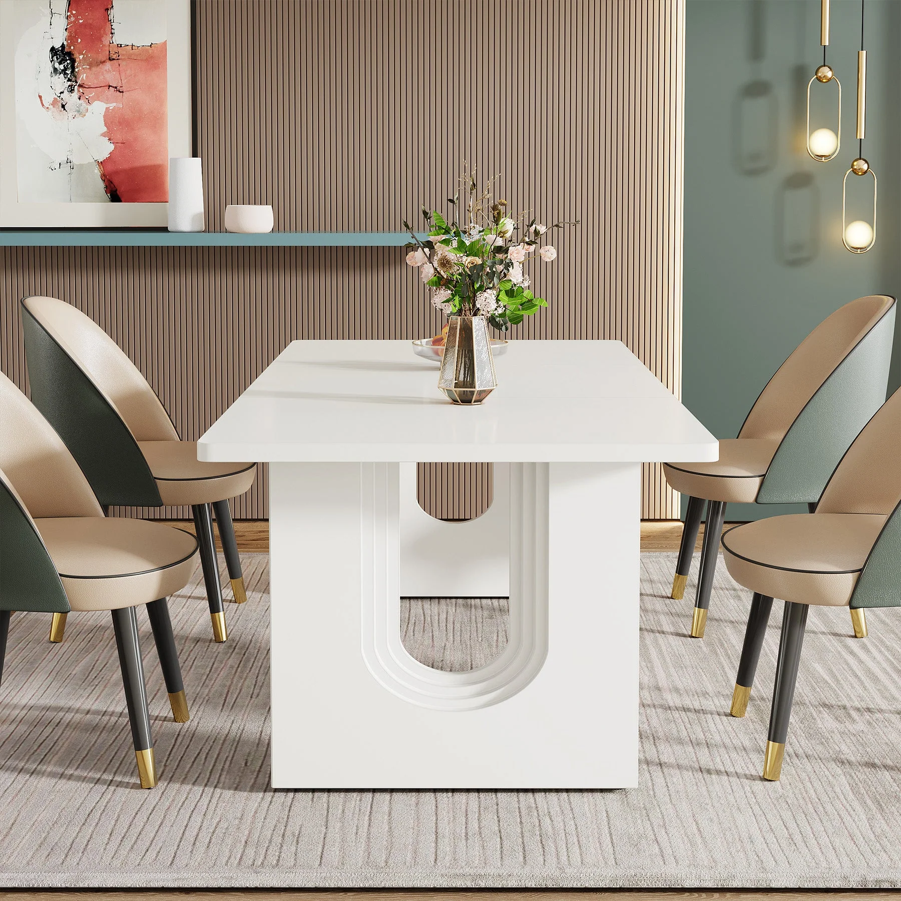 71" Dining Table for 6 to 8 People, Modern Wood Kitchen Dinner Table - Image 5