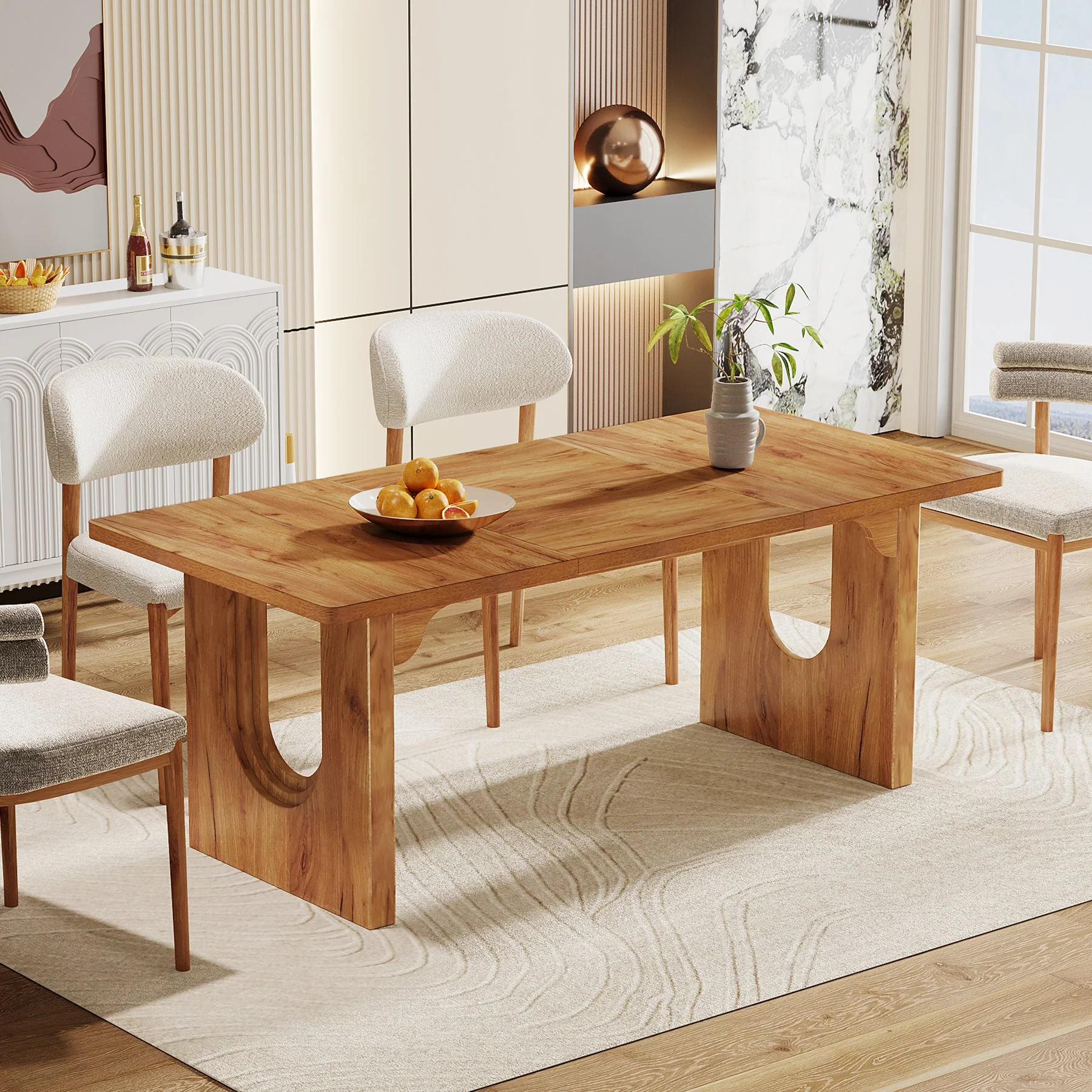 71" Dining Table for 6 to 8 People, Modern Wood Kitchen Dinner Table - Image 8