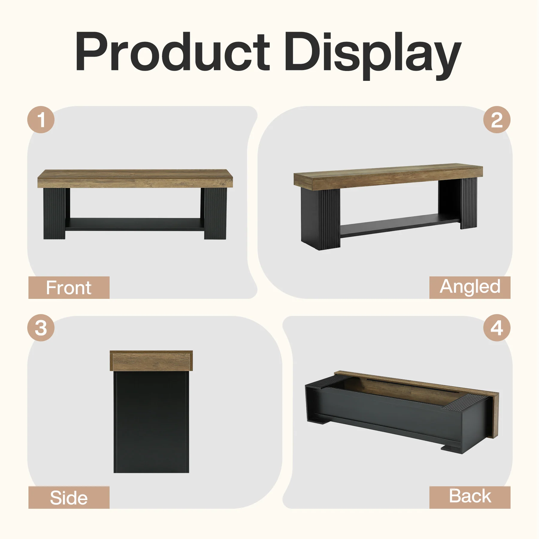 71" TV Stand for 70/75/80" TVs, Farmhouse Entertainment Center with Open Shelf - Image 8