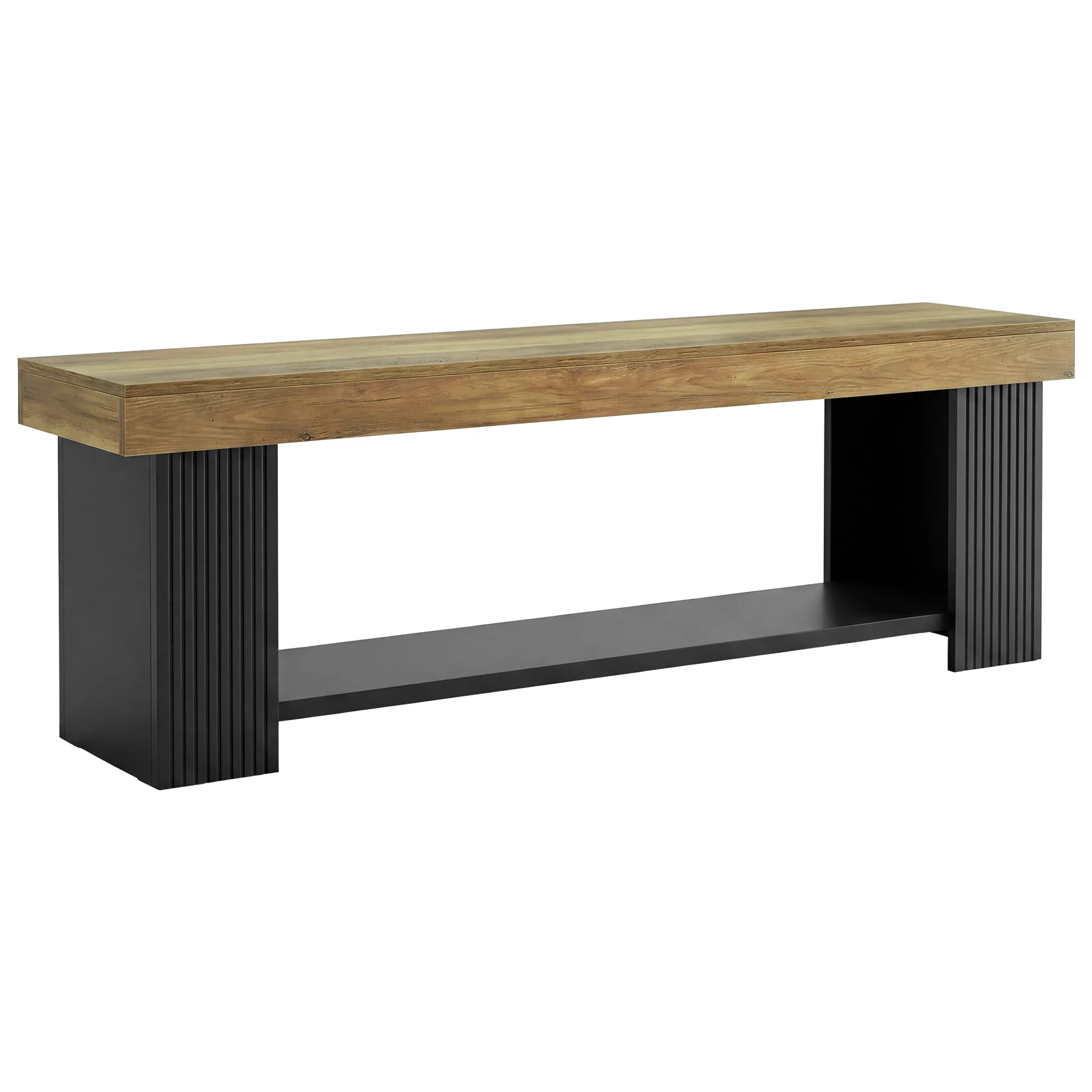 71" TV Stand for 70/75/80" TVs, Farmhouse Entertainment Center with Open Shelf - Image 9