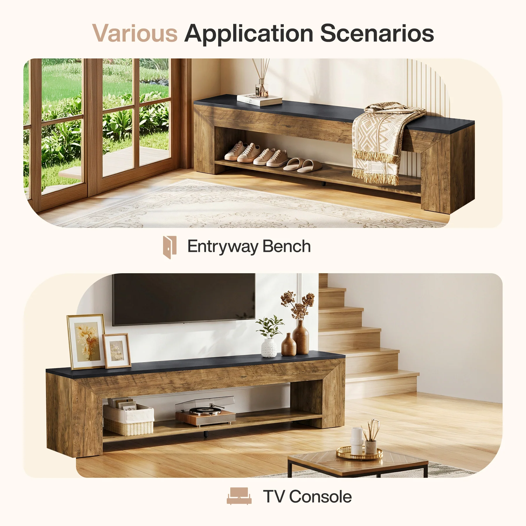 71" TV Stand, Large Entertainment Center with Shelf for TVs up to 80" - Image 8