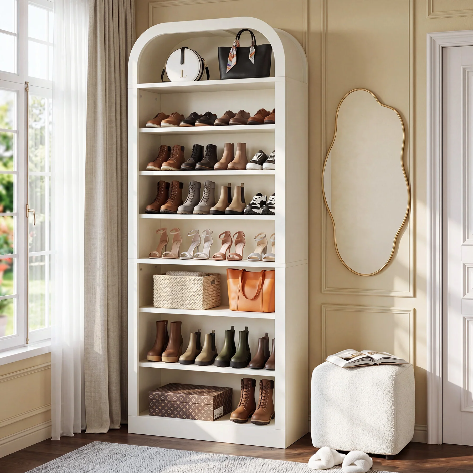 74” Tall Shoe Rack, 8-Tier Freestanding Shoe Cabinet Organizer for Entryway