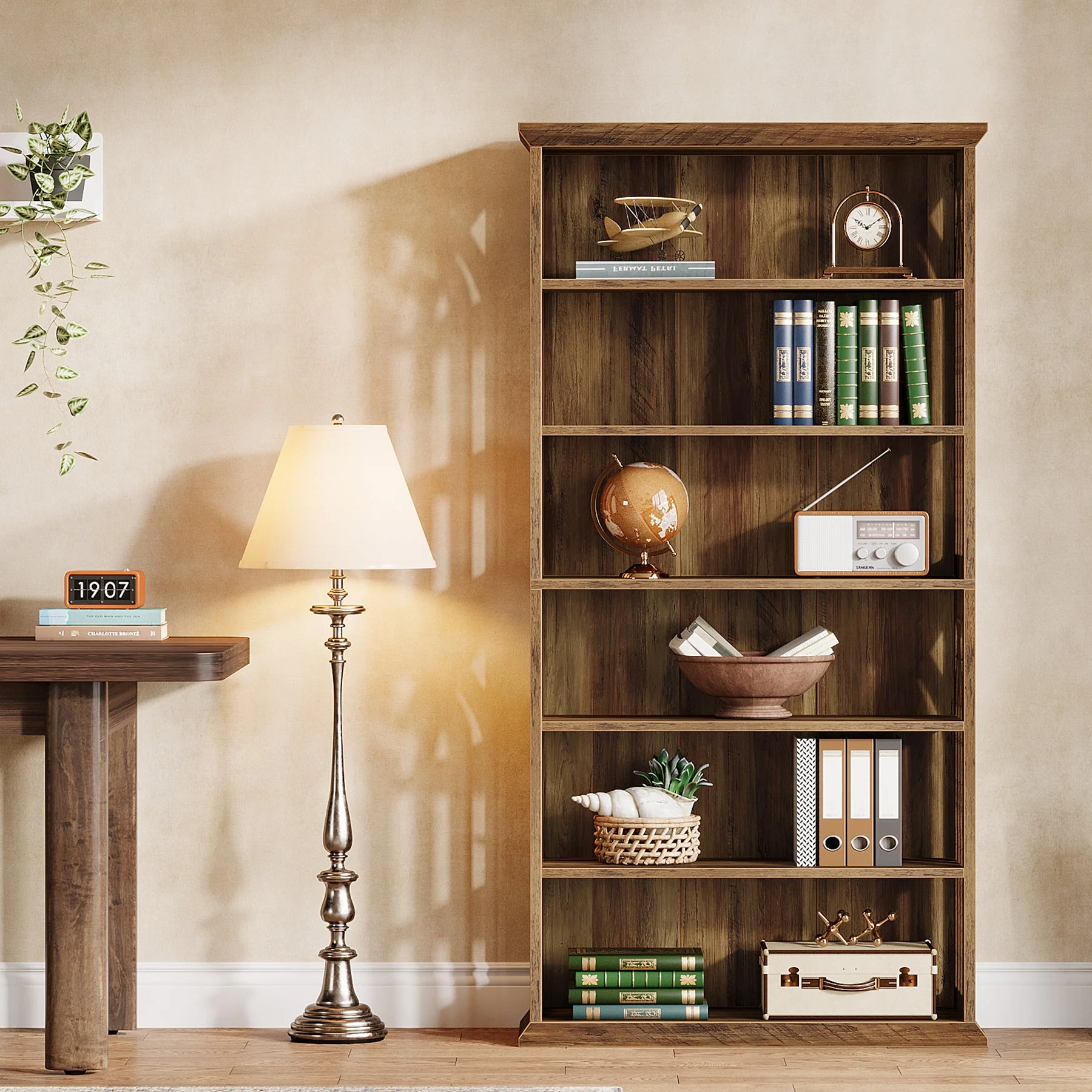 6-Tier Bookshelf, 75" Bookcase Display Shelves Storage Etagere - Image 5