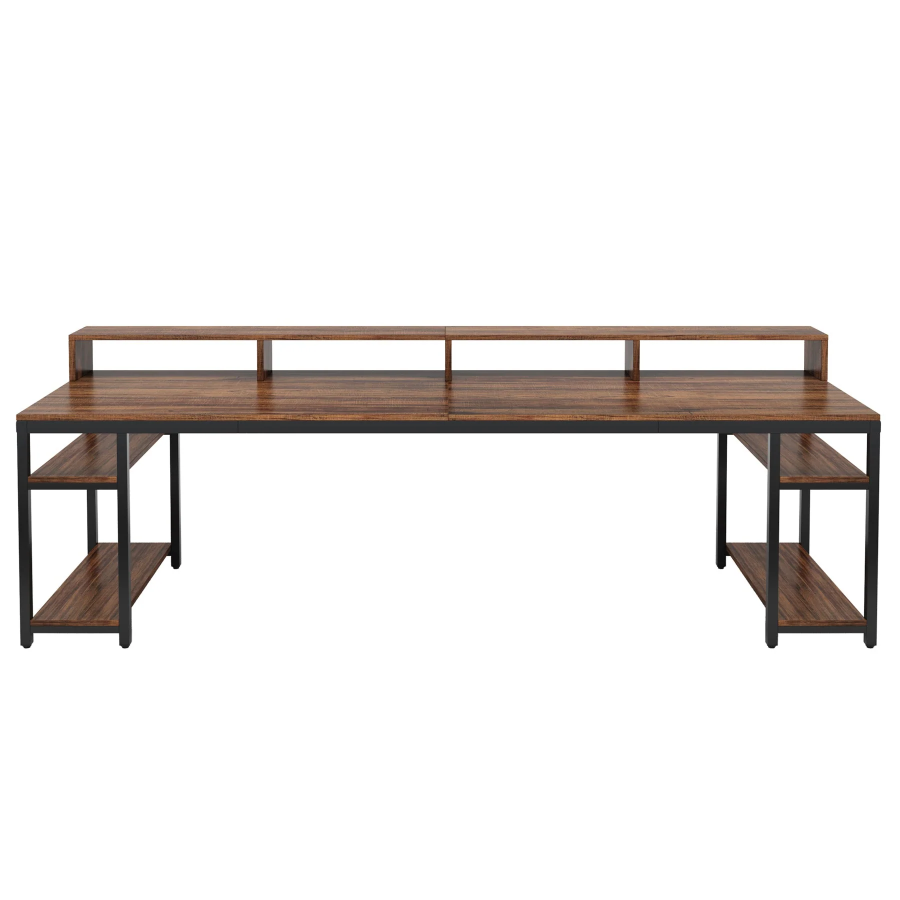 Two Person Desk, 78.7" Computer Desk With Monitor Stand and 4 Open Shelf - Image 10