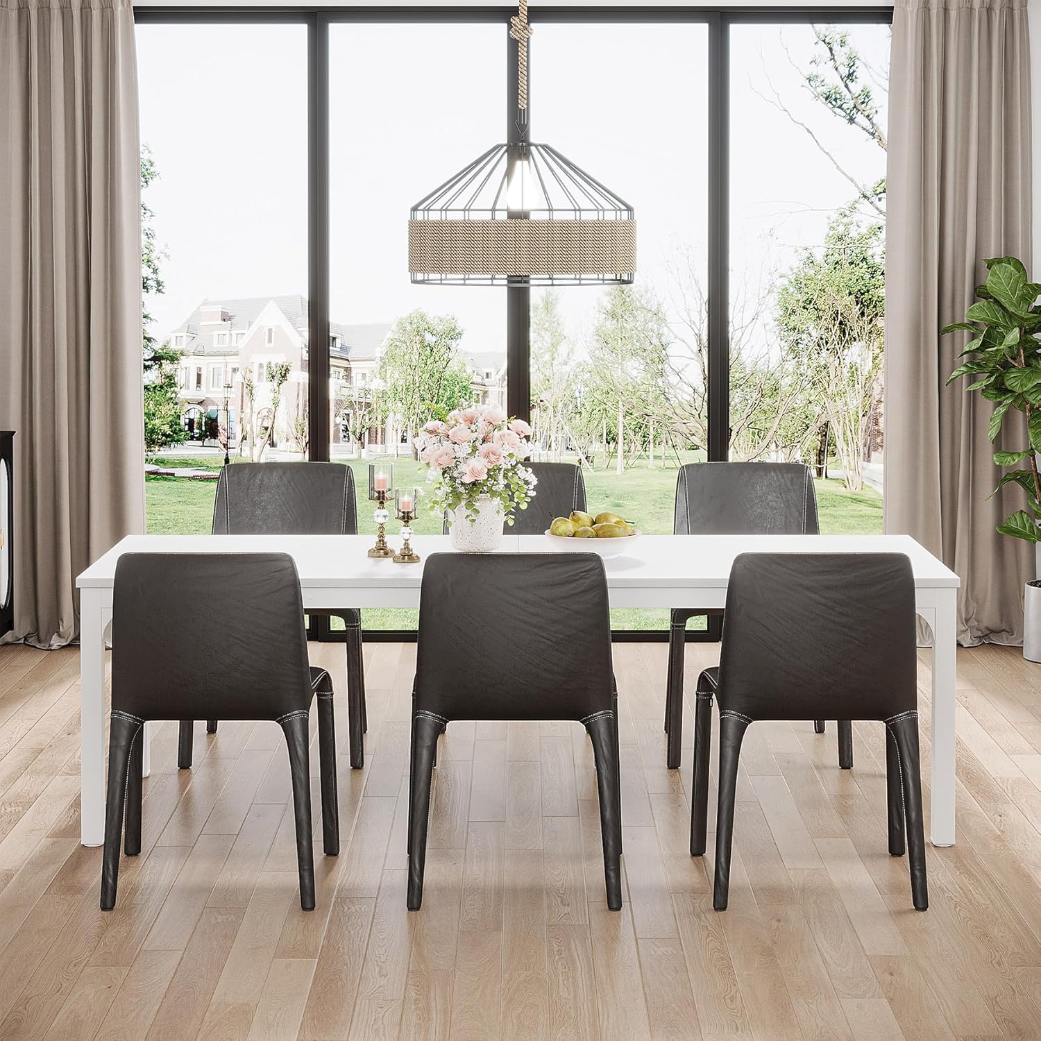 Tribesigns 78.7" Industrial Dining Table, Rustic Rectangular Wood Table with Metal Legs - Image 12