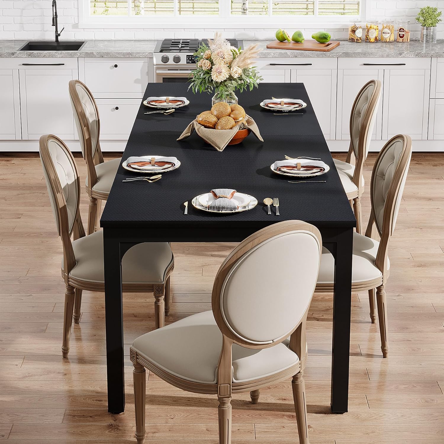 Tribesigns 78.7" Industrial Dining Table, Rustic Rectangular Wood Table with Metal Legs - Image 21