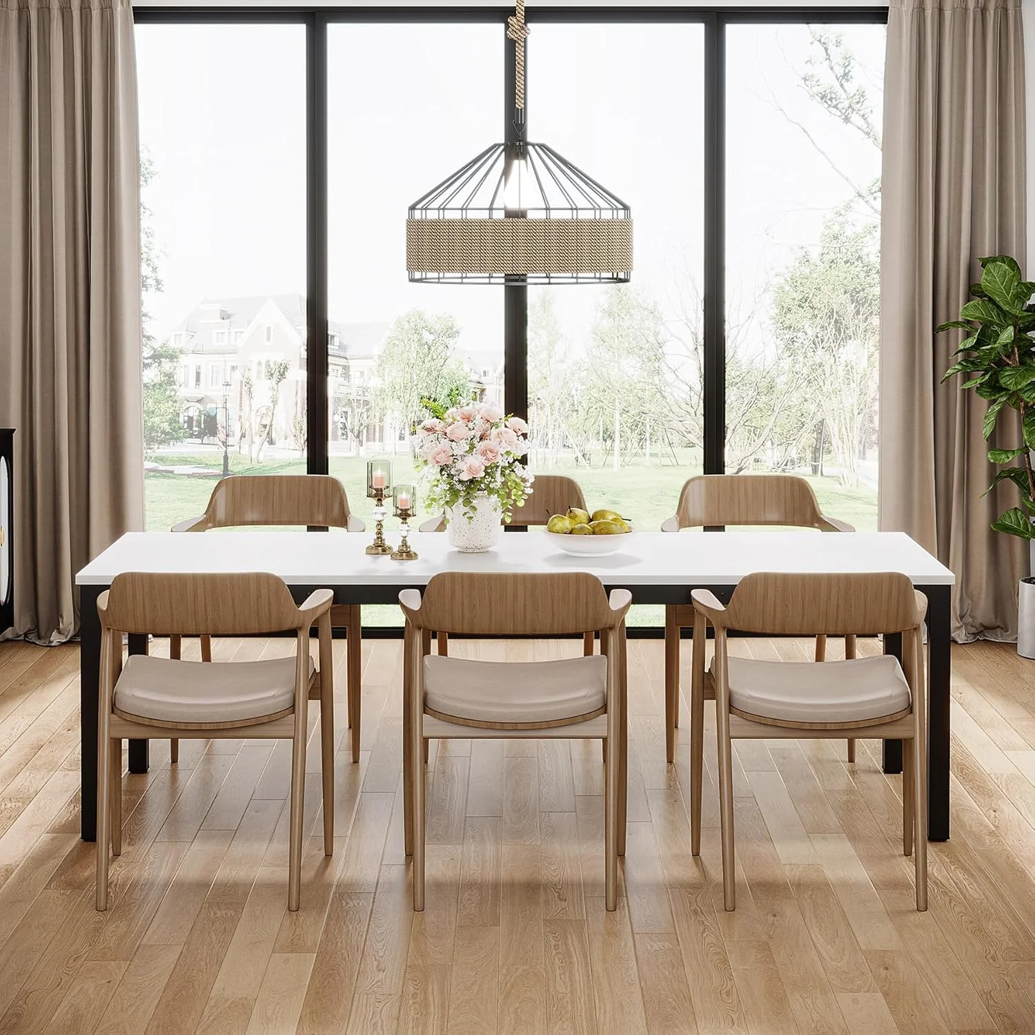 Tribesigns 78.7" Industrial Dining Table, Rustic Rectangular Wood Table with Metal Legs - Image 43