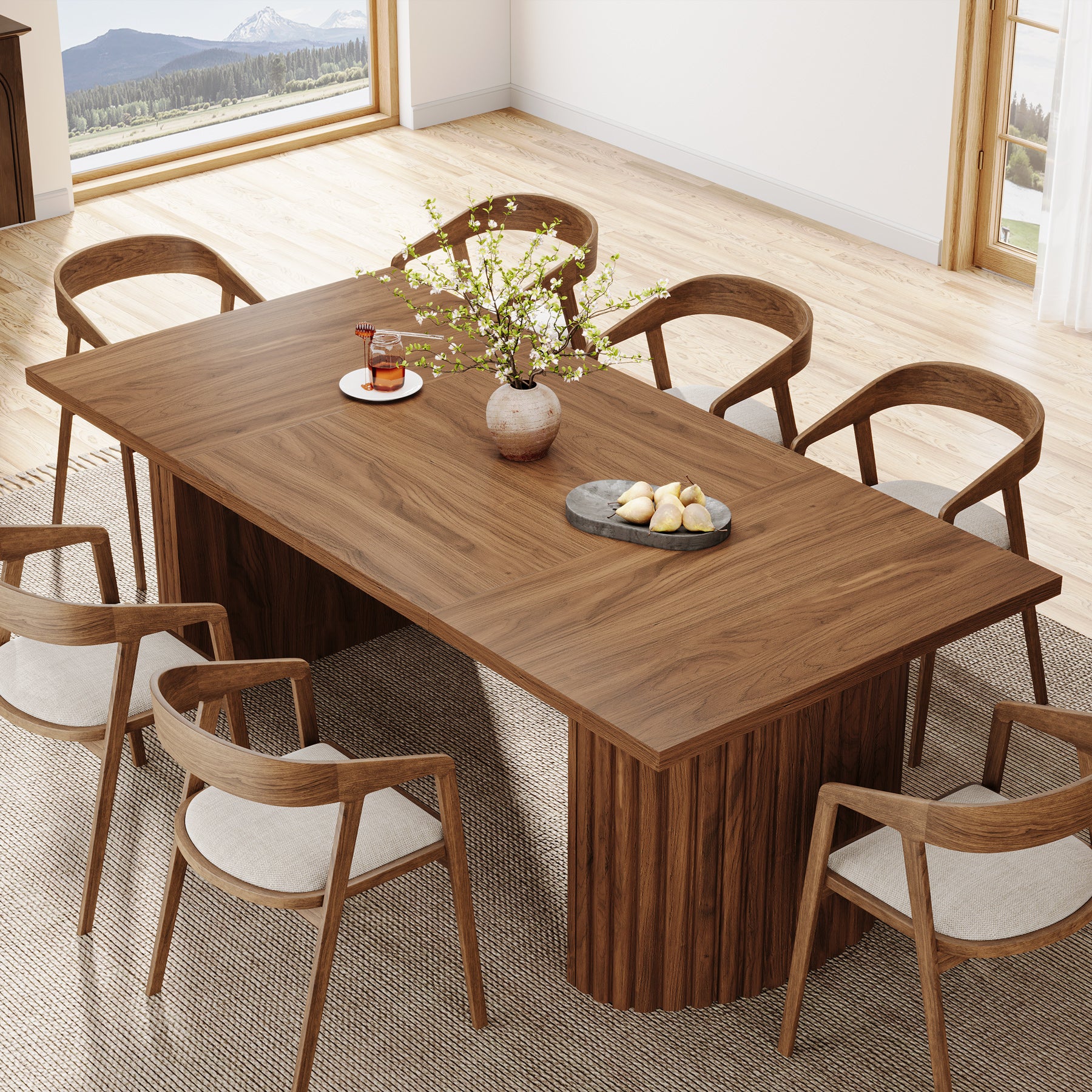 78.7" Dining Table, Farmhouse Kitchen Table With Dual Base - Image 4