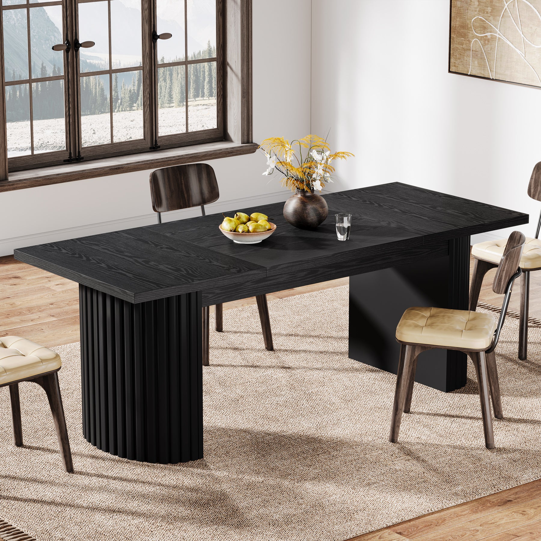 78.7" Dining Table, Farmhouse Kitchen Table With Dual Base - Image 9