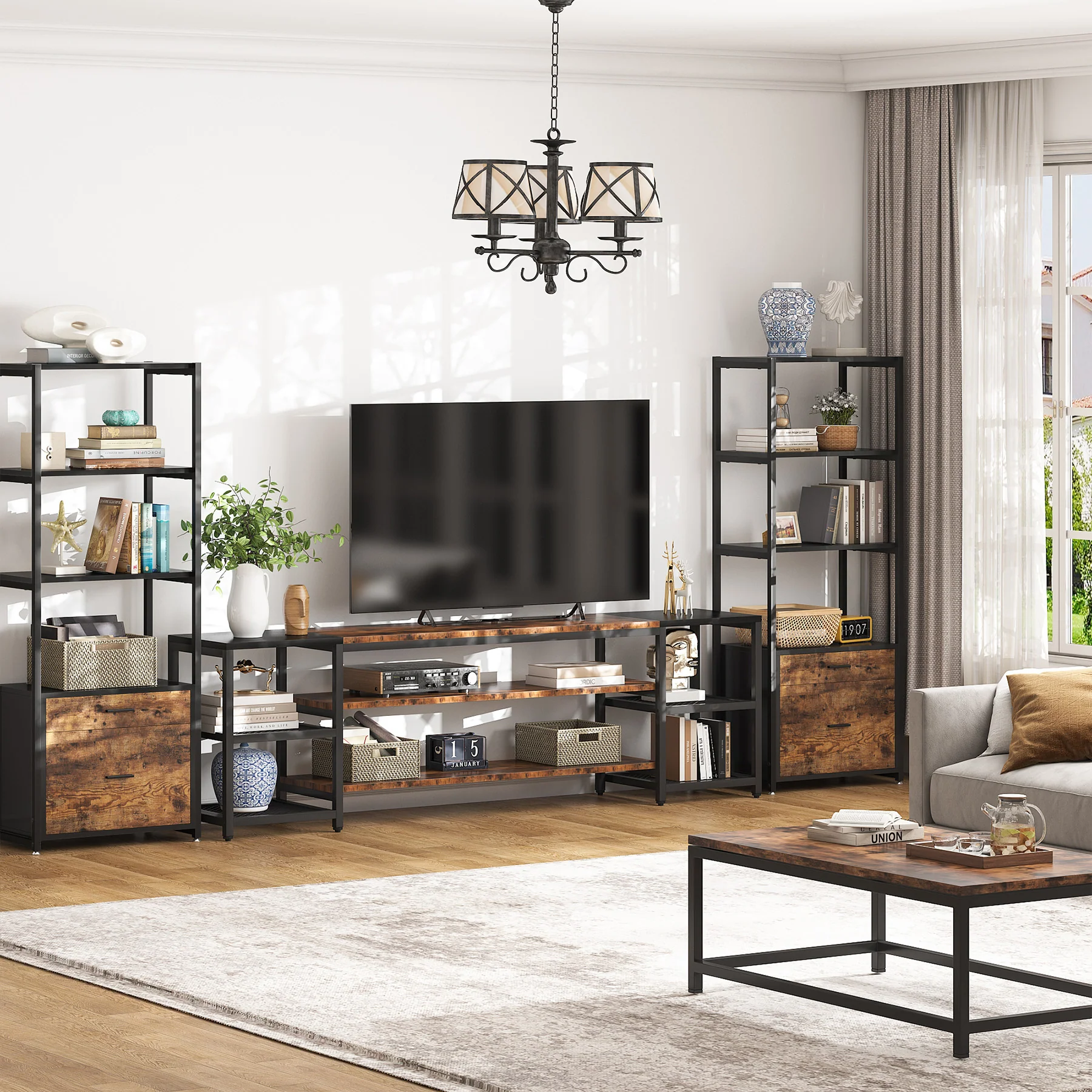 78.7" TV Stand, 3-Tier Media Entertainment Center for TV up to 85" - Image 4