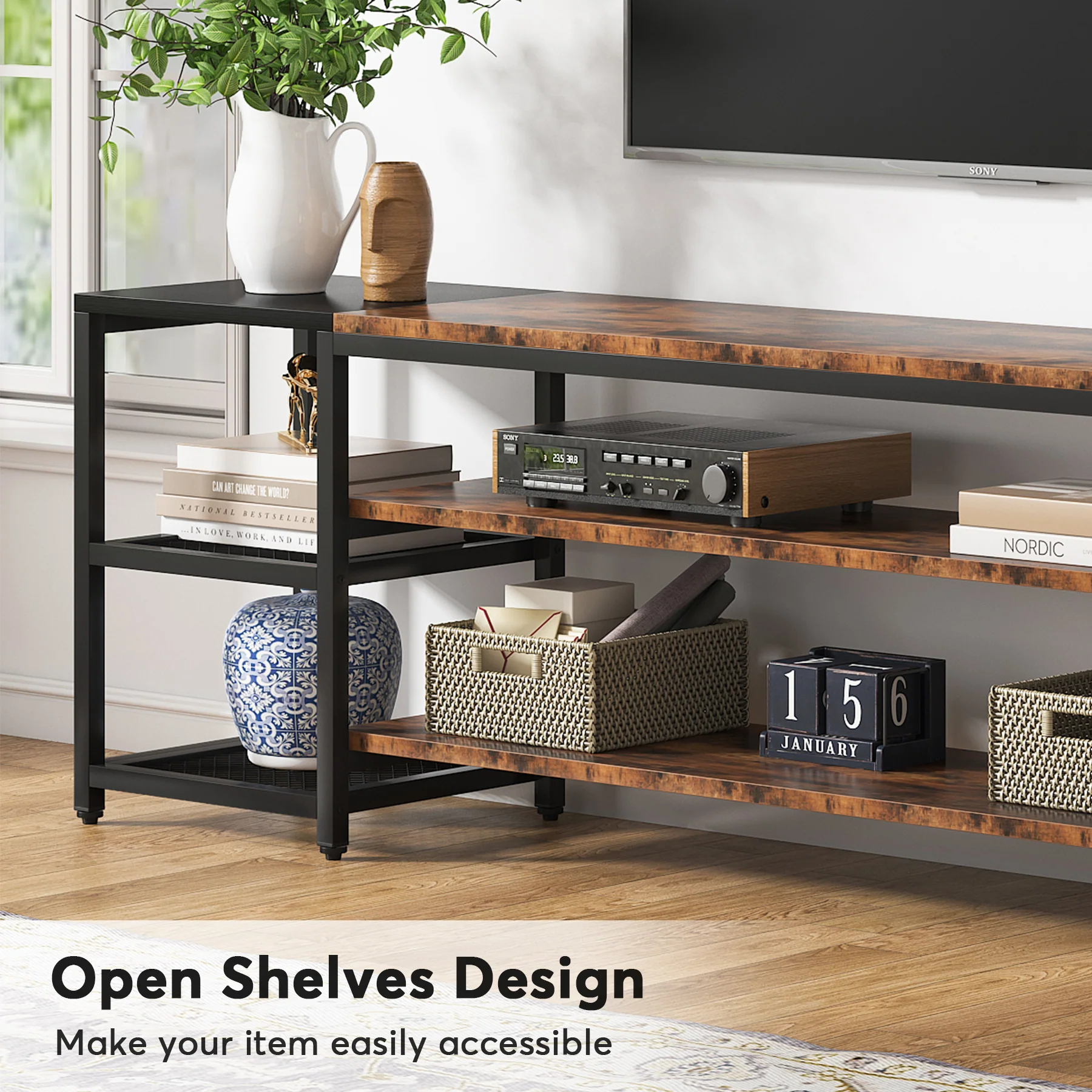 78.7" TV Stand, 3-Tier Media Entertainment Center for TV up to 85" - Image 7