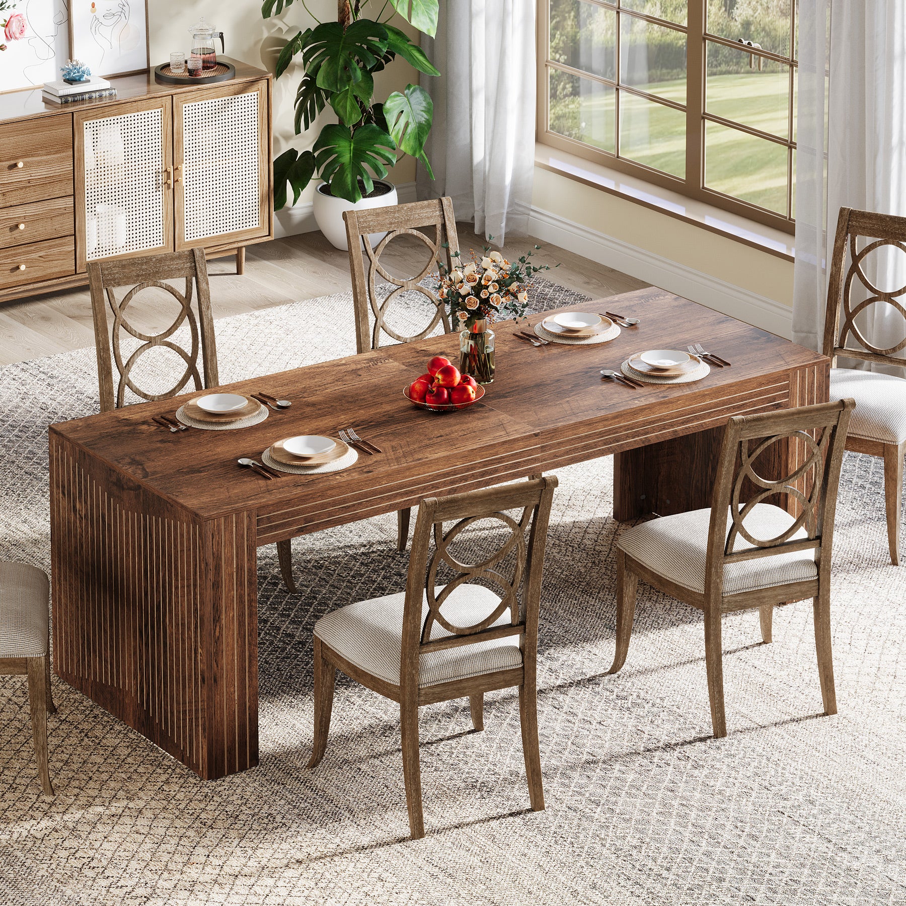 78.7" Rectangular Dining Table, Farmhouse Kitchen Dinner Table for 6-8 - Image 10