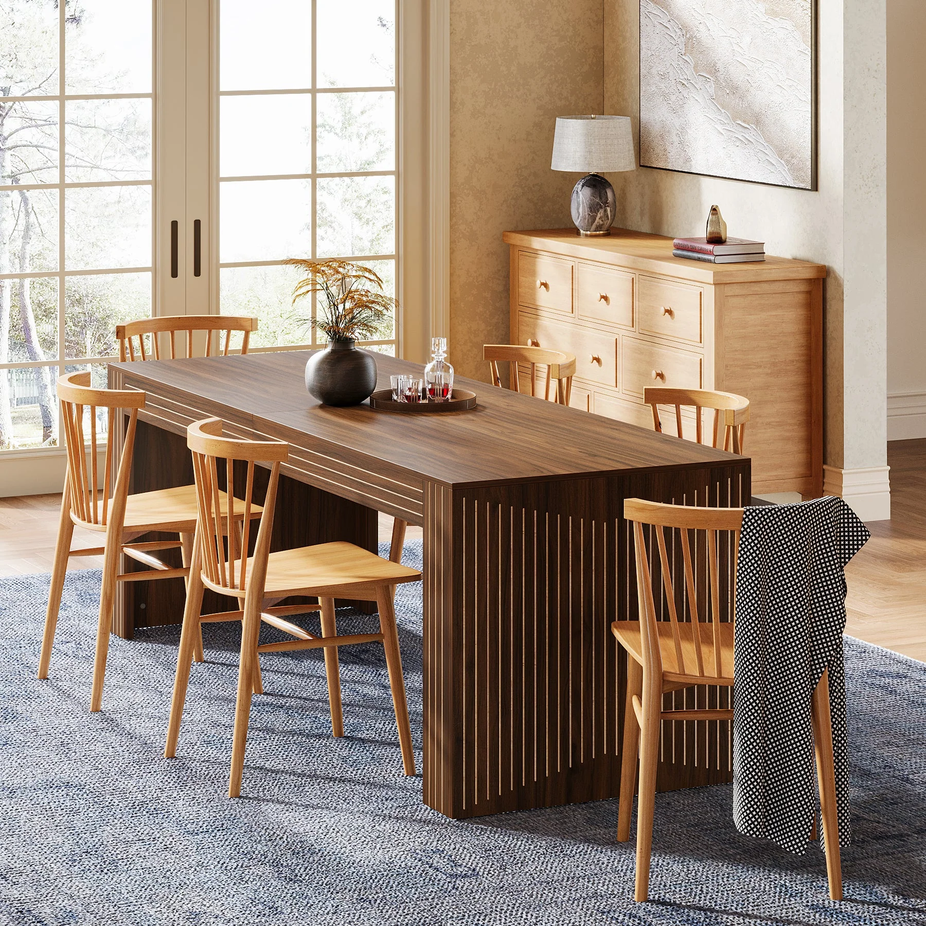 78.7" Rectangular Dining Table, Farmhouse Kitchen Dinner Table for 6-8 - Image 5
