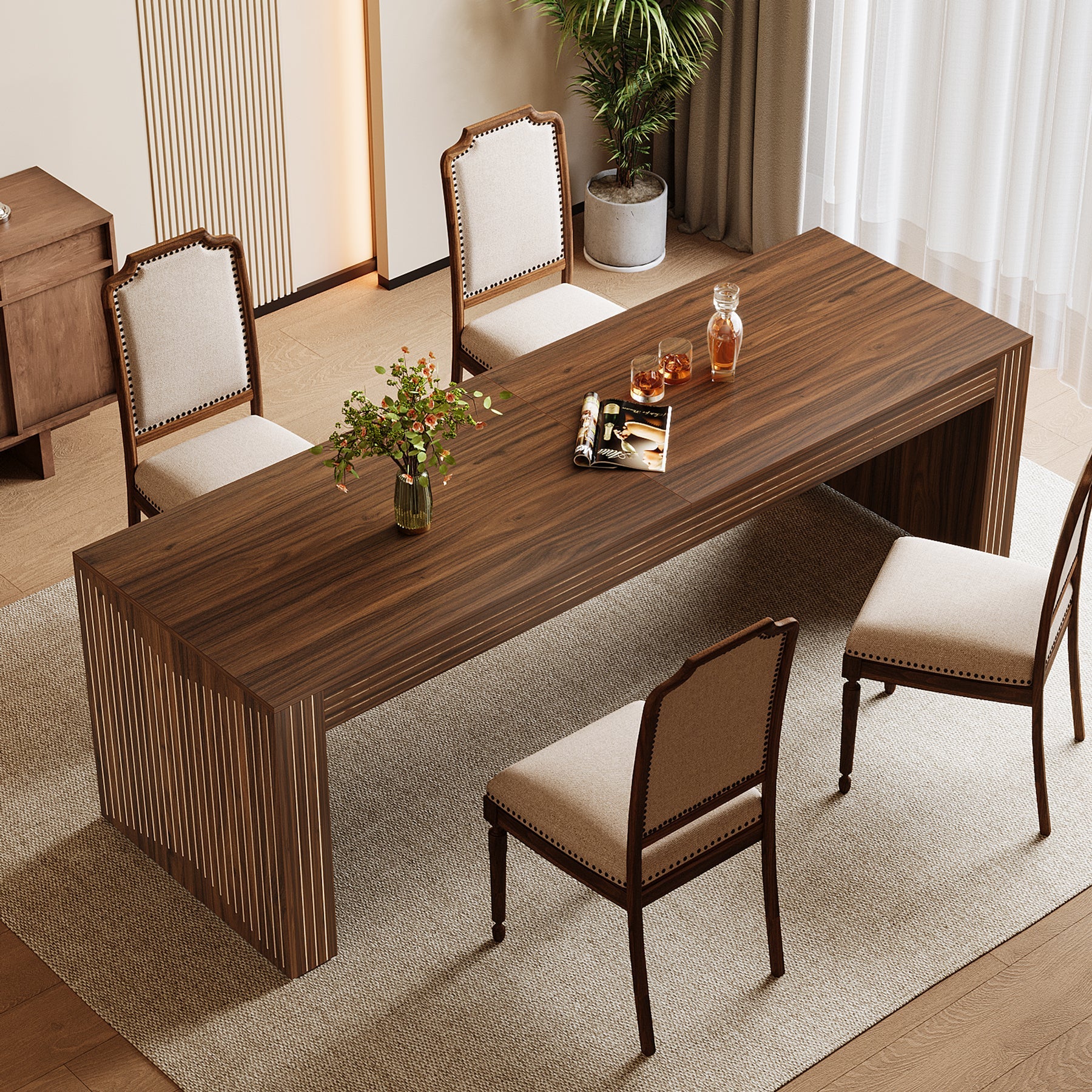 78.7" Rectangular Dining Table, Farmhouse Kitchen Dinner Table for 6-8 - Image 6