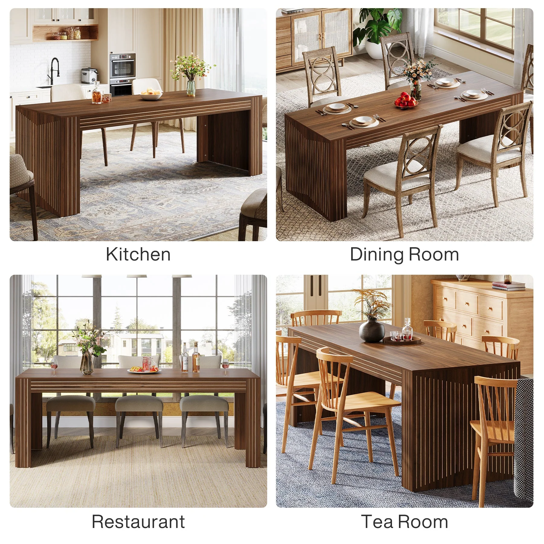 78.7" Rectangular Dining Table, Farmhouse Kitchen Dinner Table for 6-8 - Image 7