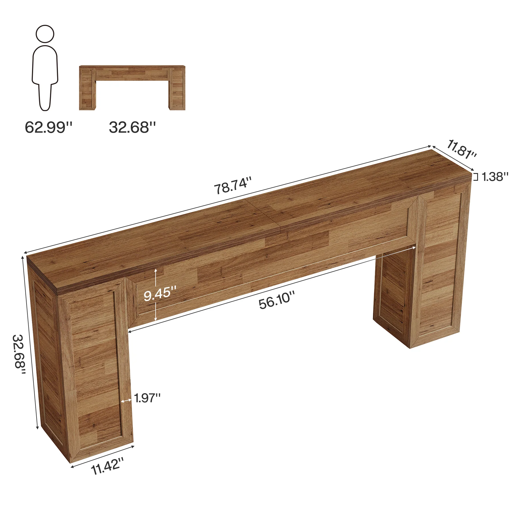 78.7" Long Console Table for Entryway, Farmhouse Narrow Sofa Table Behind Couch - Image 2