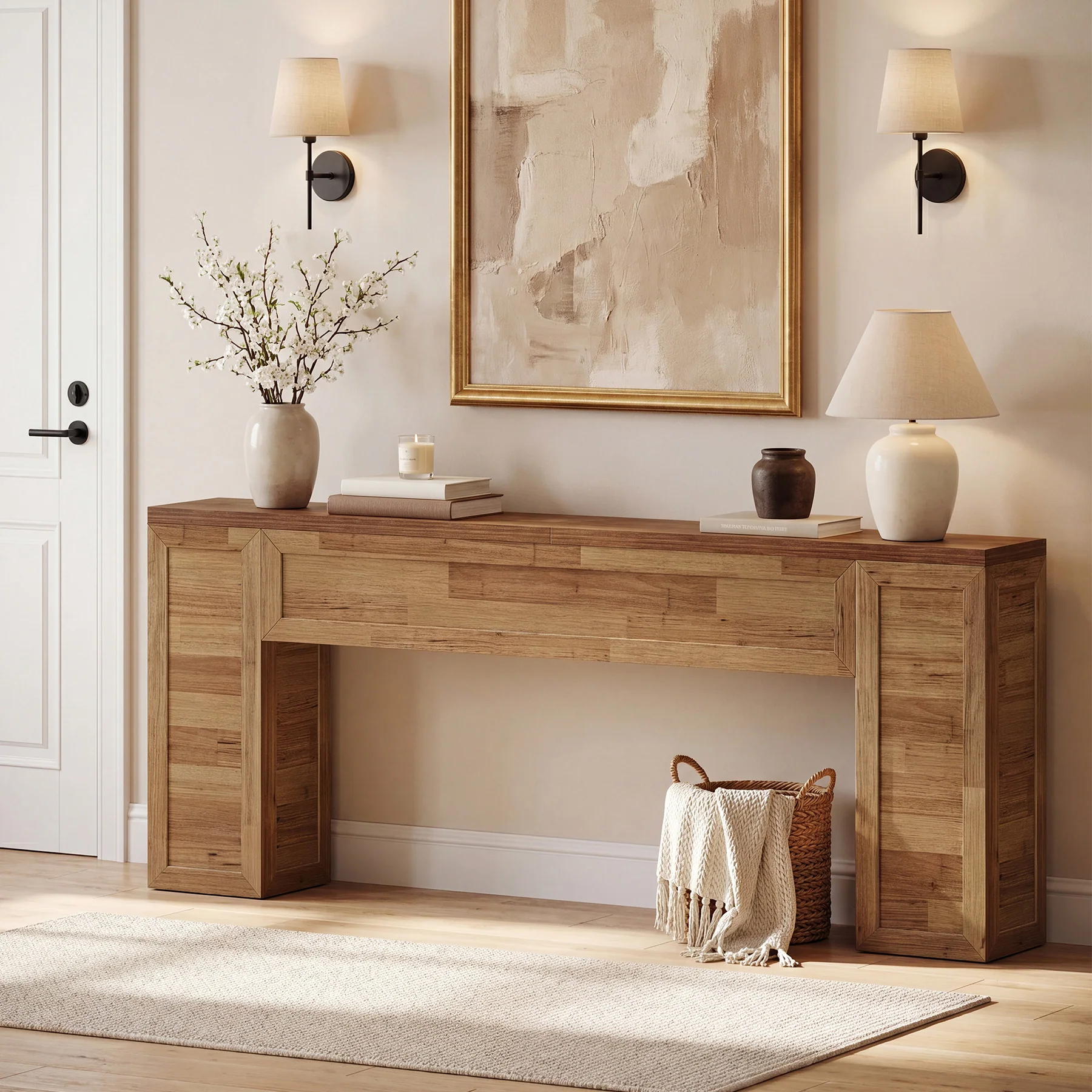 78.7" Long Console Table for Entryway, Farmhouse Narrow Sofa Table Behind Couch - Image 3