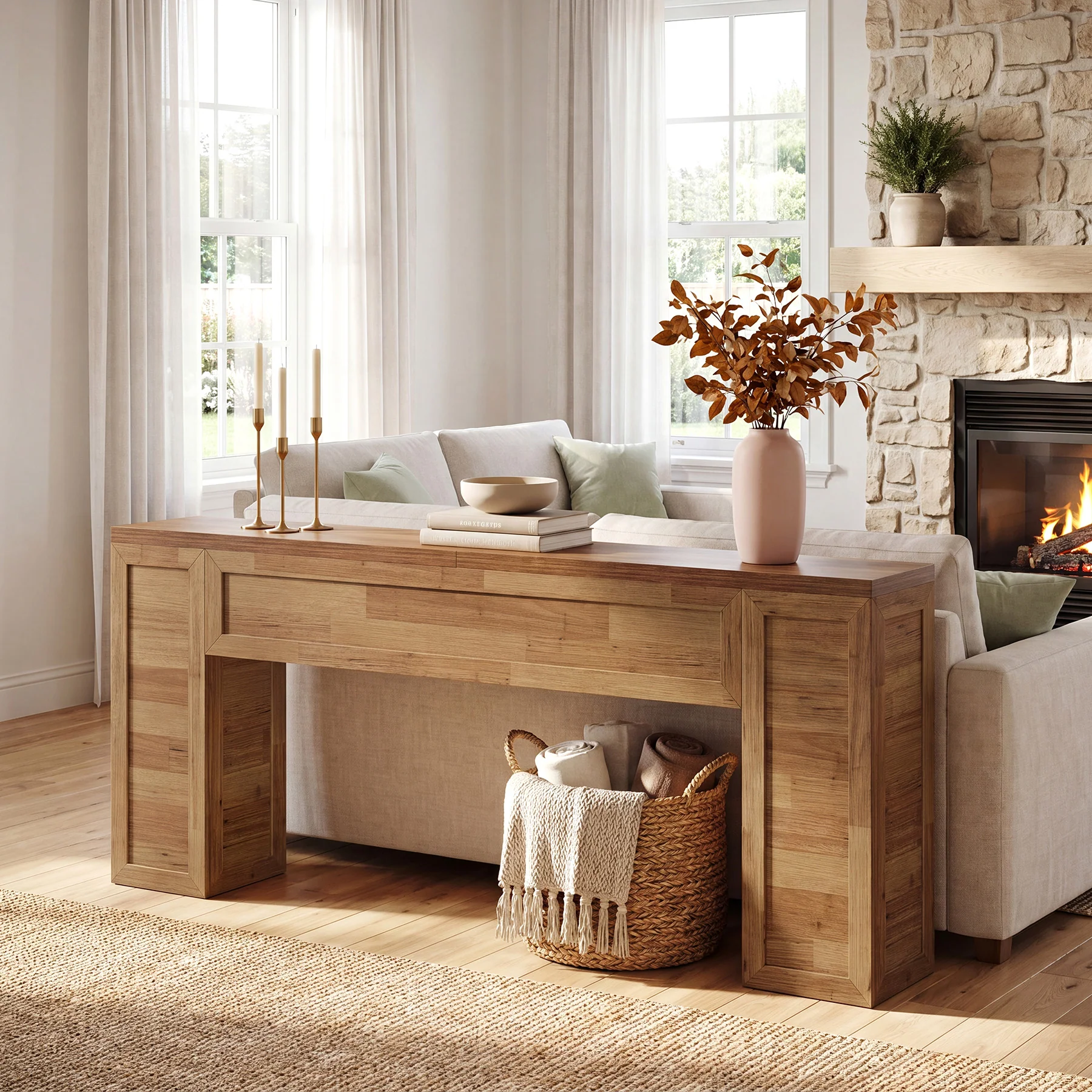 78.7" Long Console Table for Entryway, Farmhouse Narrow Sofa Table Behind Couch - Image 5