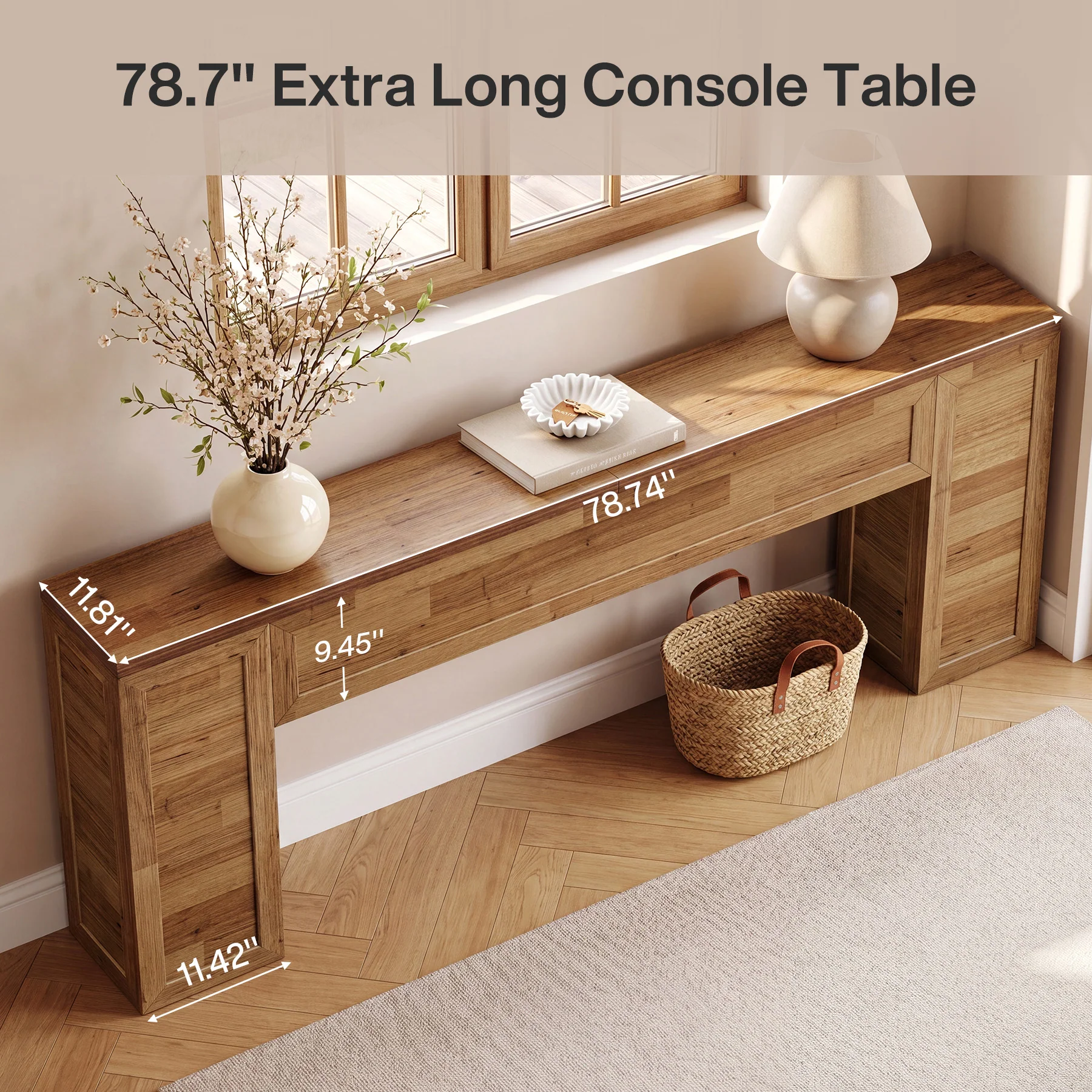 78.7" Long Console Table for Entryway, Farmhouse Narrow Sofa Table Behind Couch - Image 6