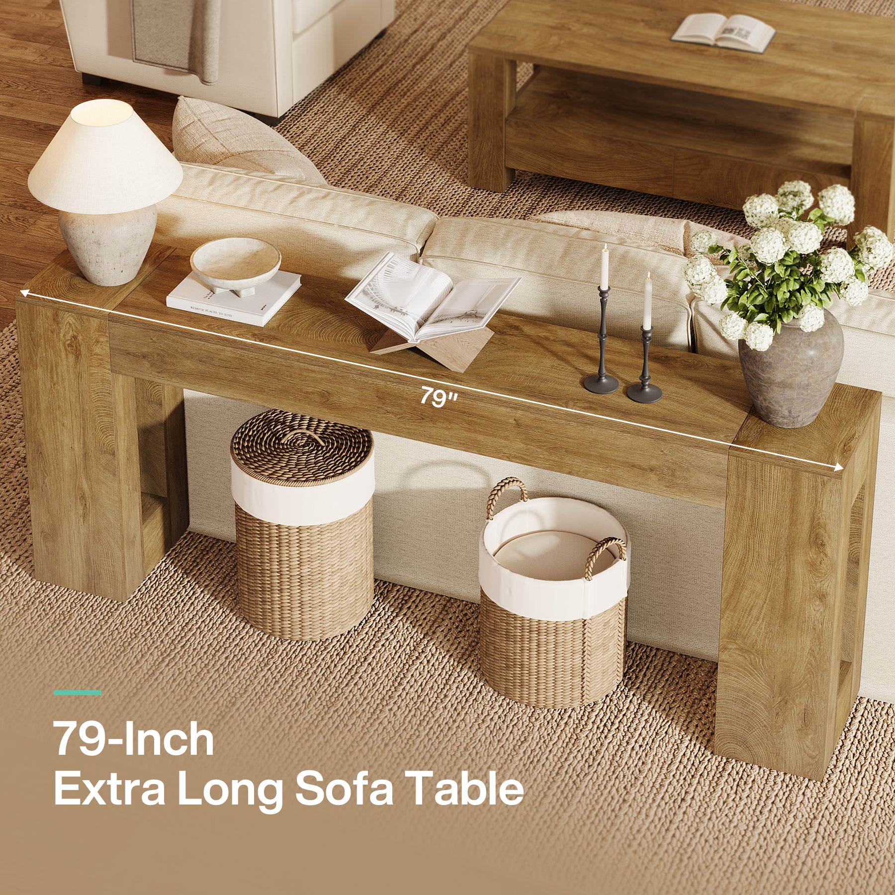 Tribesigns 78.74" Console Table, Modern Geometric Sofa Table for Entryway - Image 3