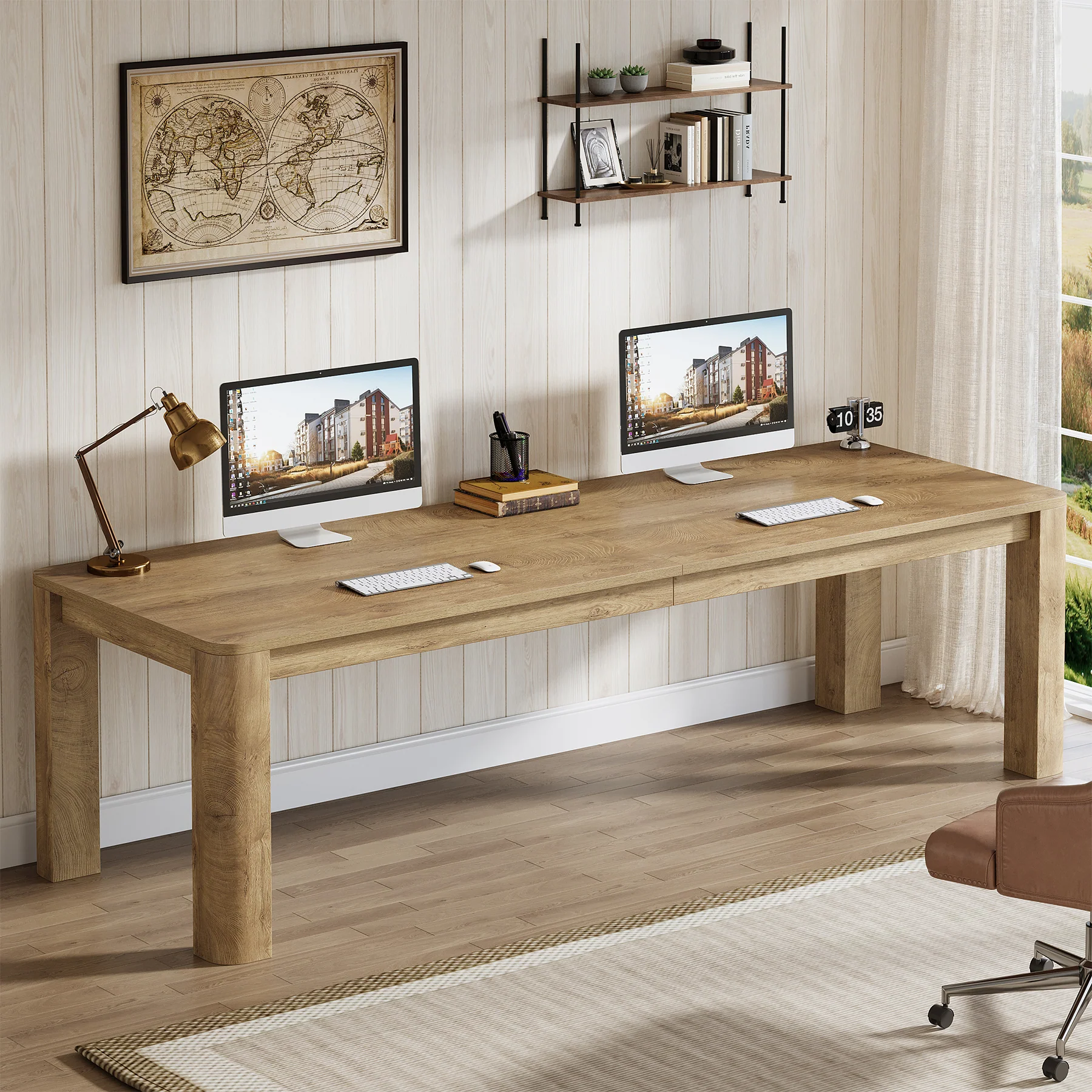 78.74" Two Person Desk, Double Computer Desk Writing Table for Home Office - Image 3