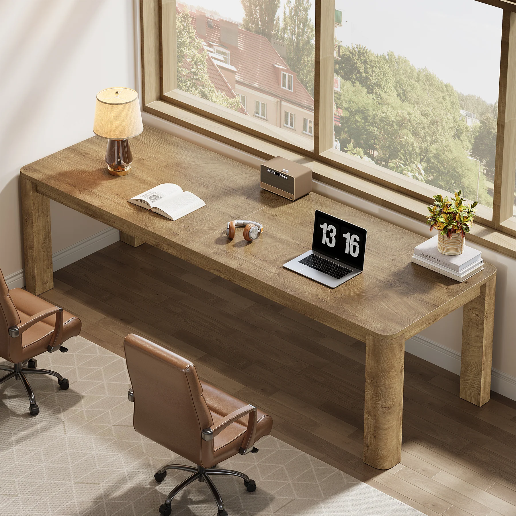 78.74" Two Person Desk, Double Computer Desk Writing Table for Home Office - Image 4