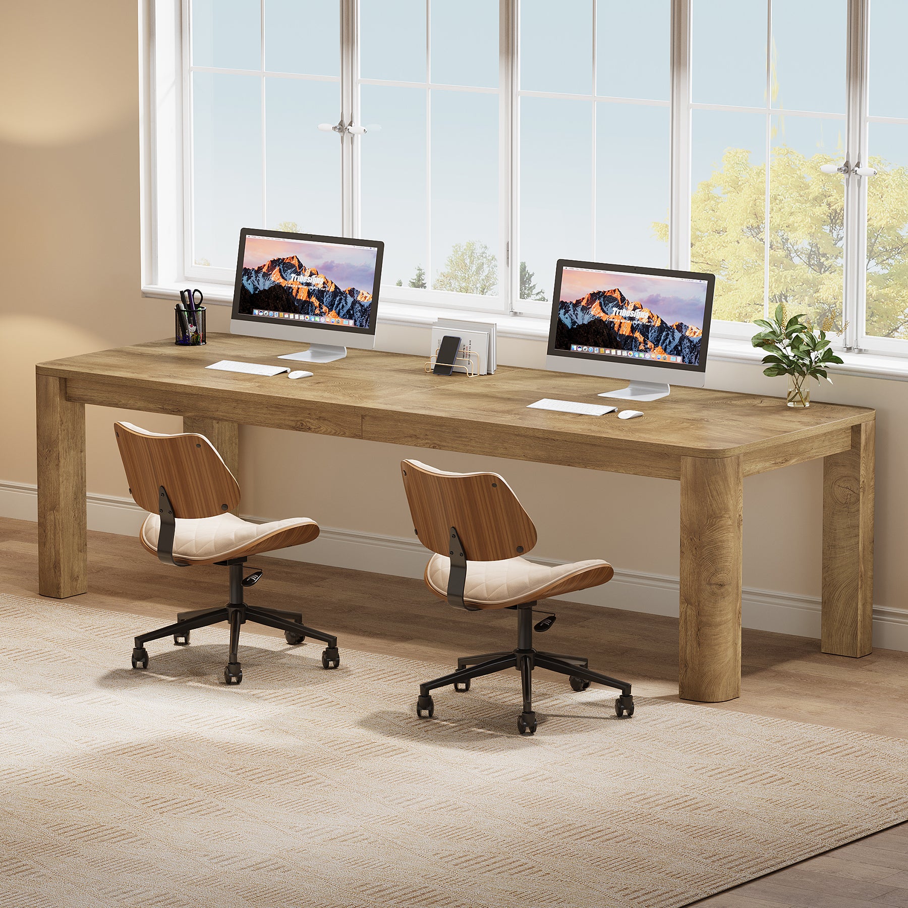 78.74" Two Person Desk, Double Computer Desk Writing Table for Home Office - Image 6
