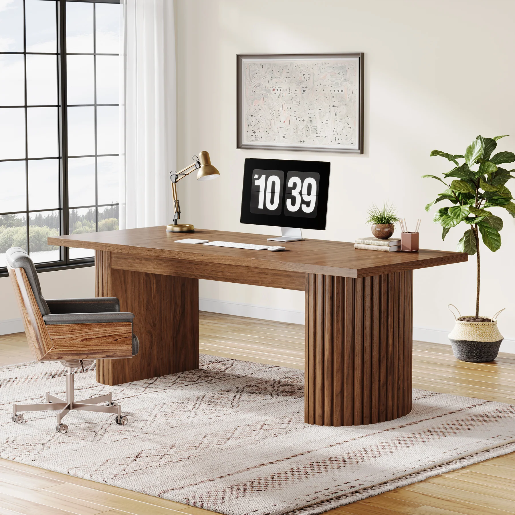 78.8" Executive Desk, Large Computer Office Desk with Double Pedestal - Image 4