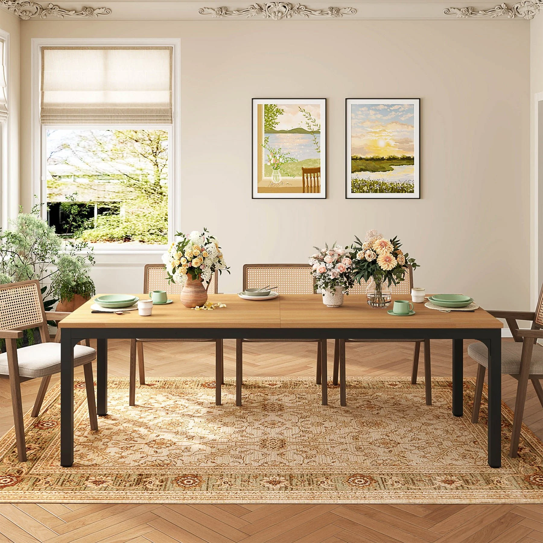 Rectangular Dining Table, 78 inch Long Kitchen Table for 6-8 People - Image 11