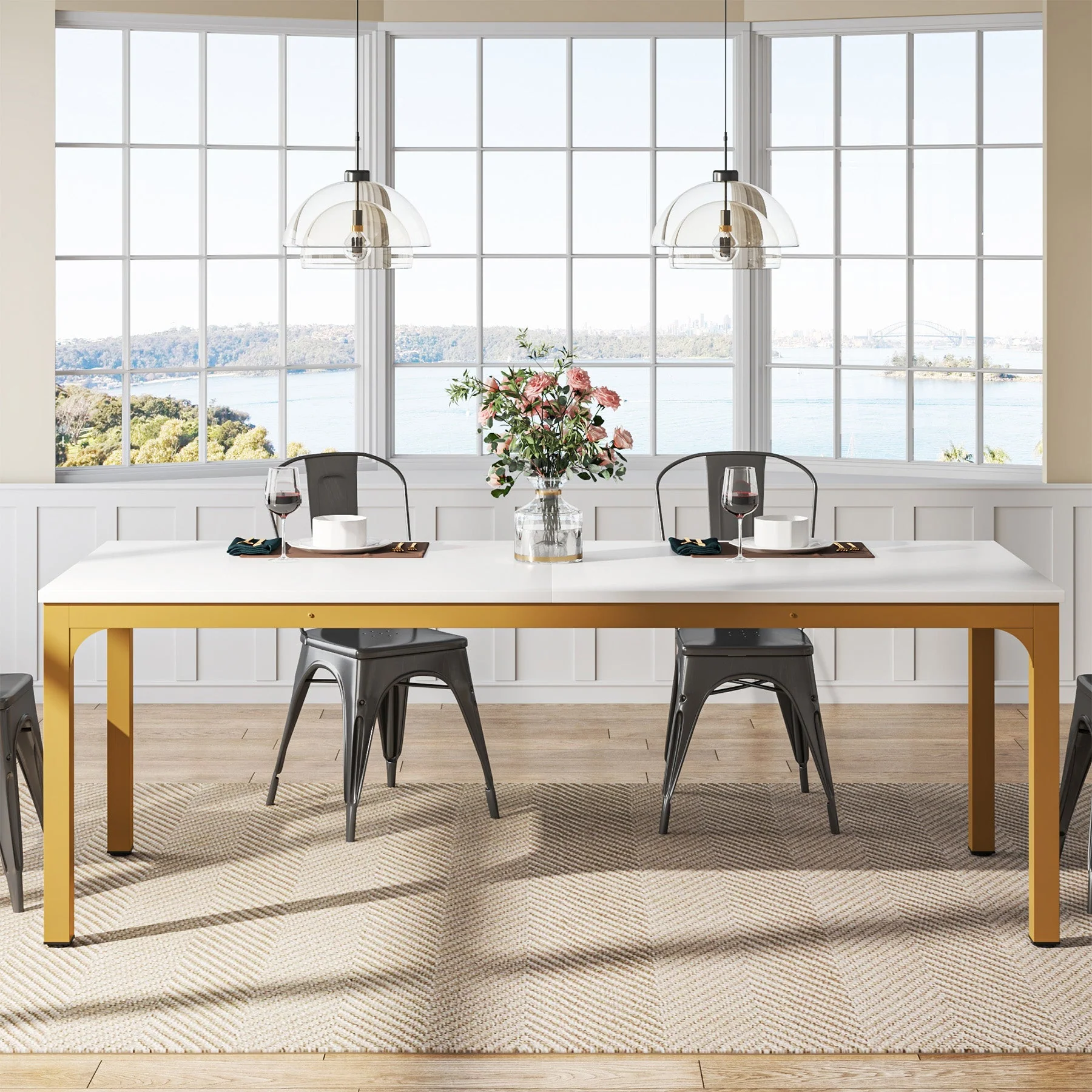 Rectangular Dining Table, 78 inch Long Kitchen Table for 6-8 People - Image 13