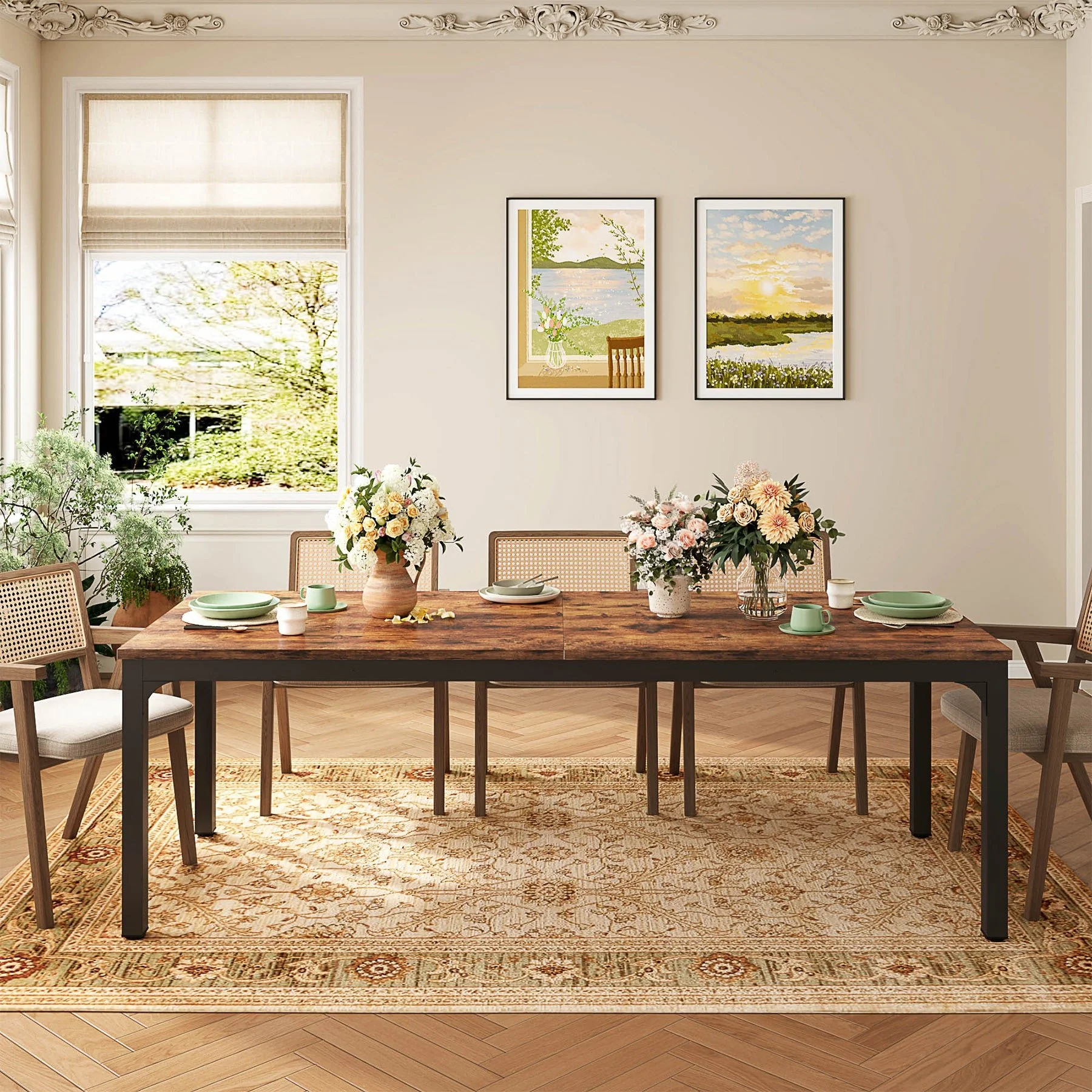 Rectangular Dining Table, 78 inch Long Kitchen Table for 6-8 People - Image 3