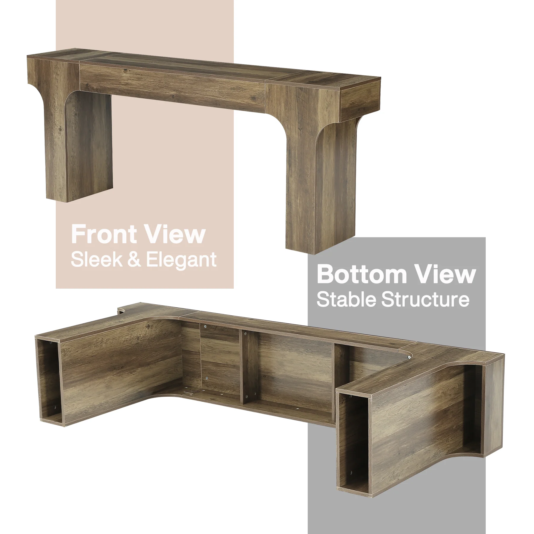 78.7" Console Table, Farmhouse Sofa Entryway Table with Arched Legs for Hallway - Image 7
