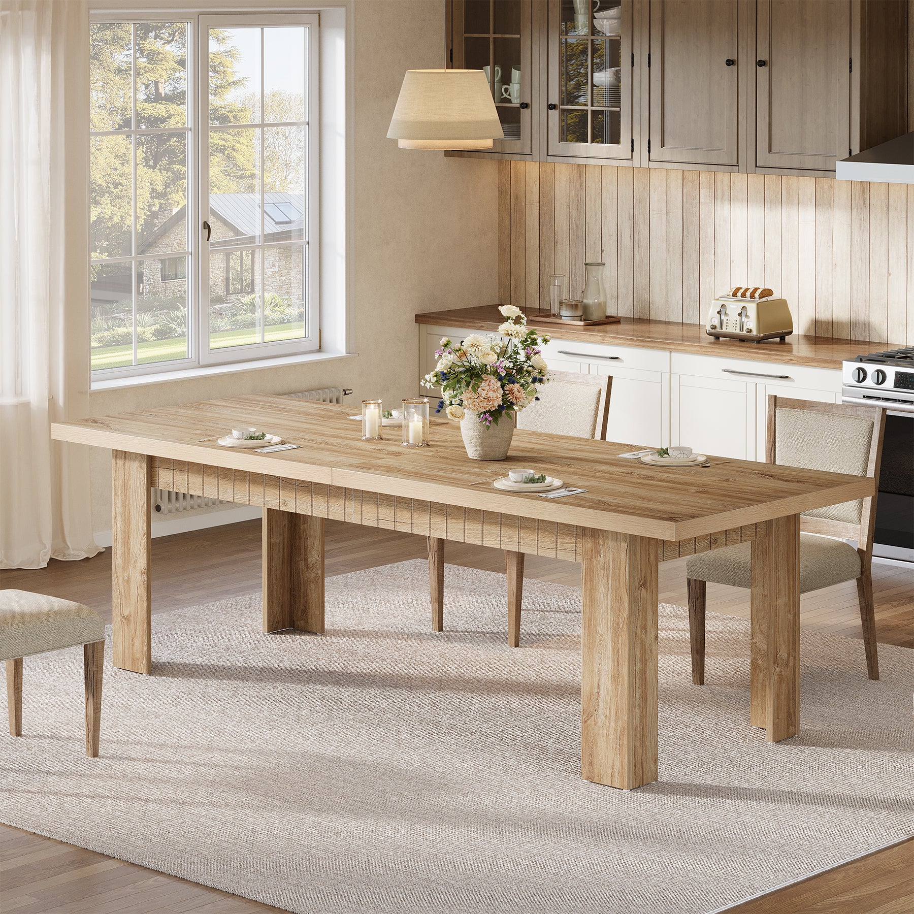 79" Dining Table for 6-8 People, Rectangular Kitchen Table for Dining Room - Image 4