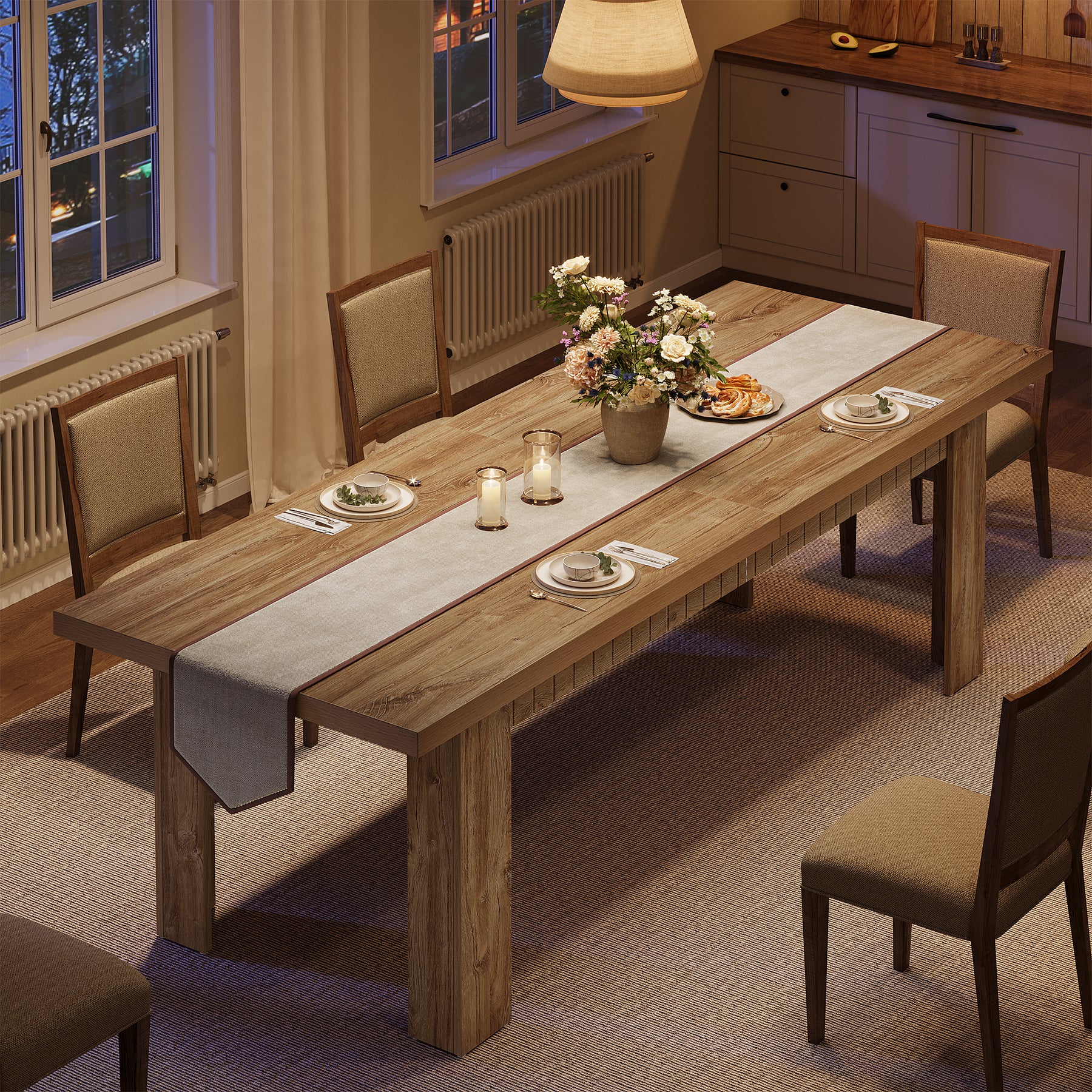 79" Dining Table for 6-8 People, Rectangular Kitchen Table for Dining Room - Image 5