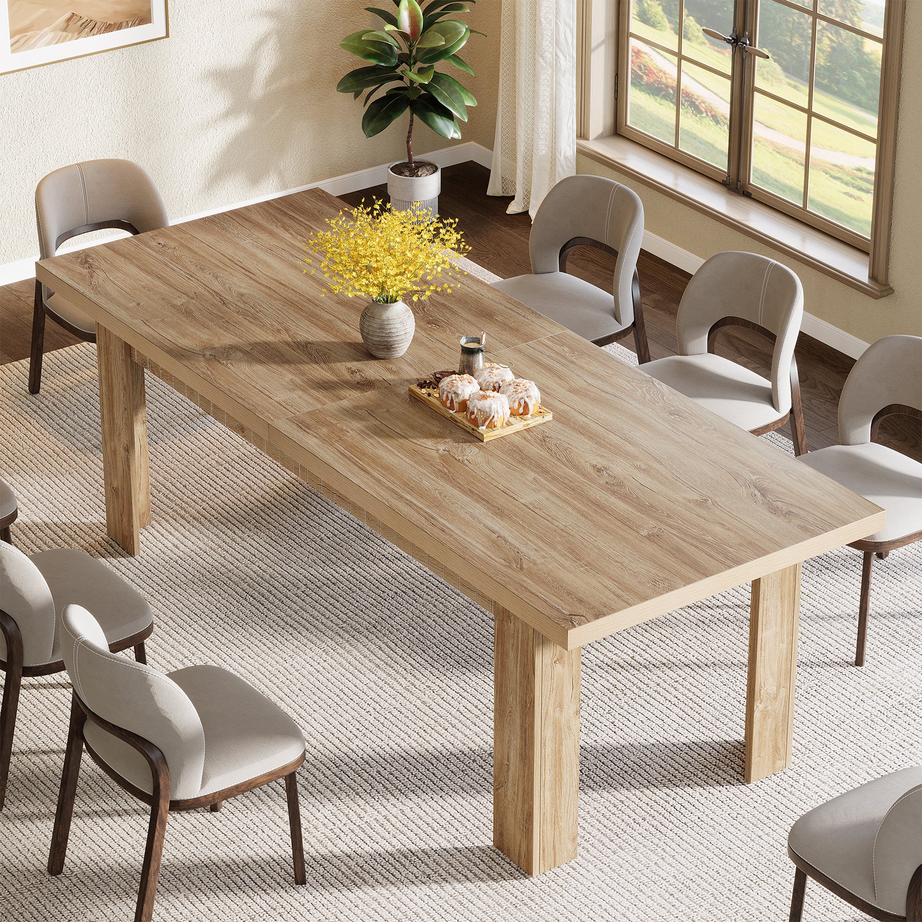 79" Dining Table for 6-8 People, Rectangular Kitchen Table for Dining Room - Image 6